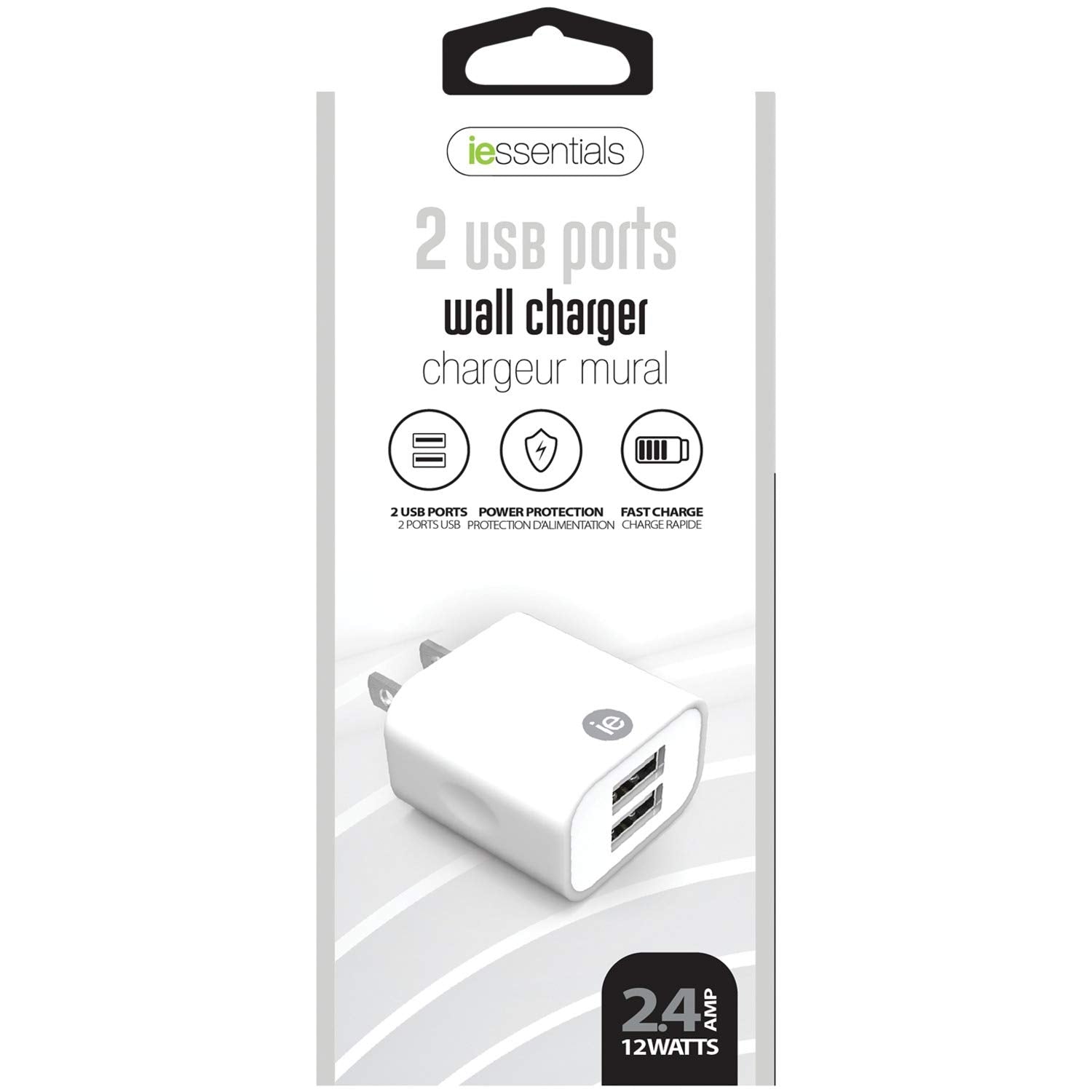 Iessentials 2.4 Amp Dual Usb Wall Charger White (Ienac22Awt)