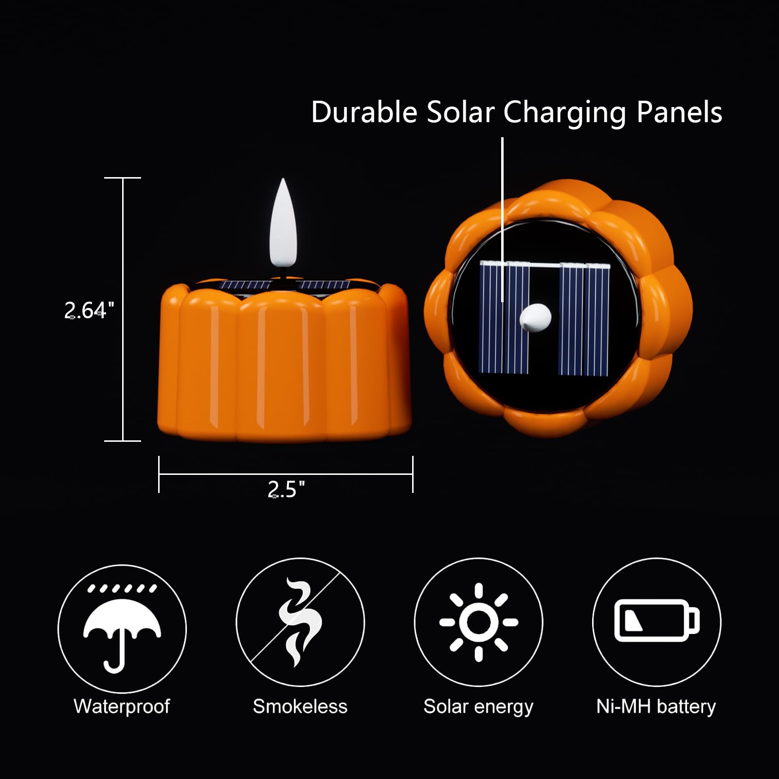 Dromance Flameless Votive Candles Solar Battery Operated Dusk To Dawn 3D Wick Flickering Outdoor Waterproof Spooky Pumpkin Led T