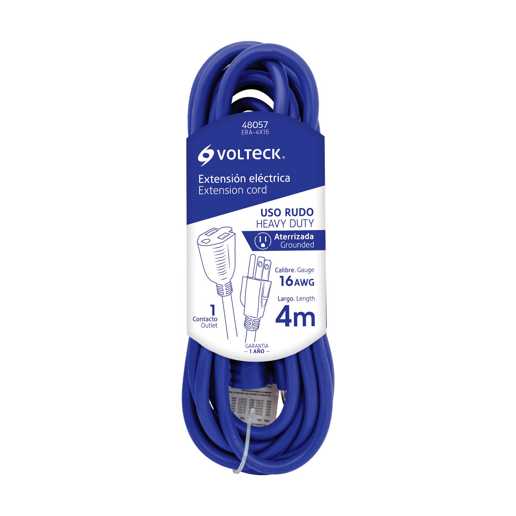 Extension Rough, Grounded, 4 M 16 Gauge Use Volteck