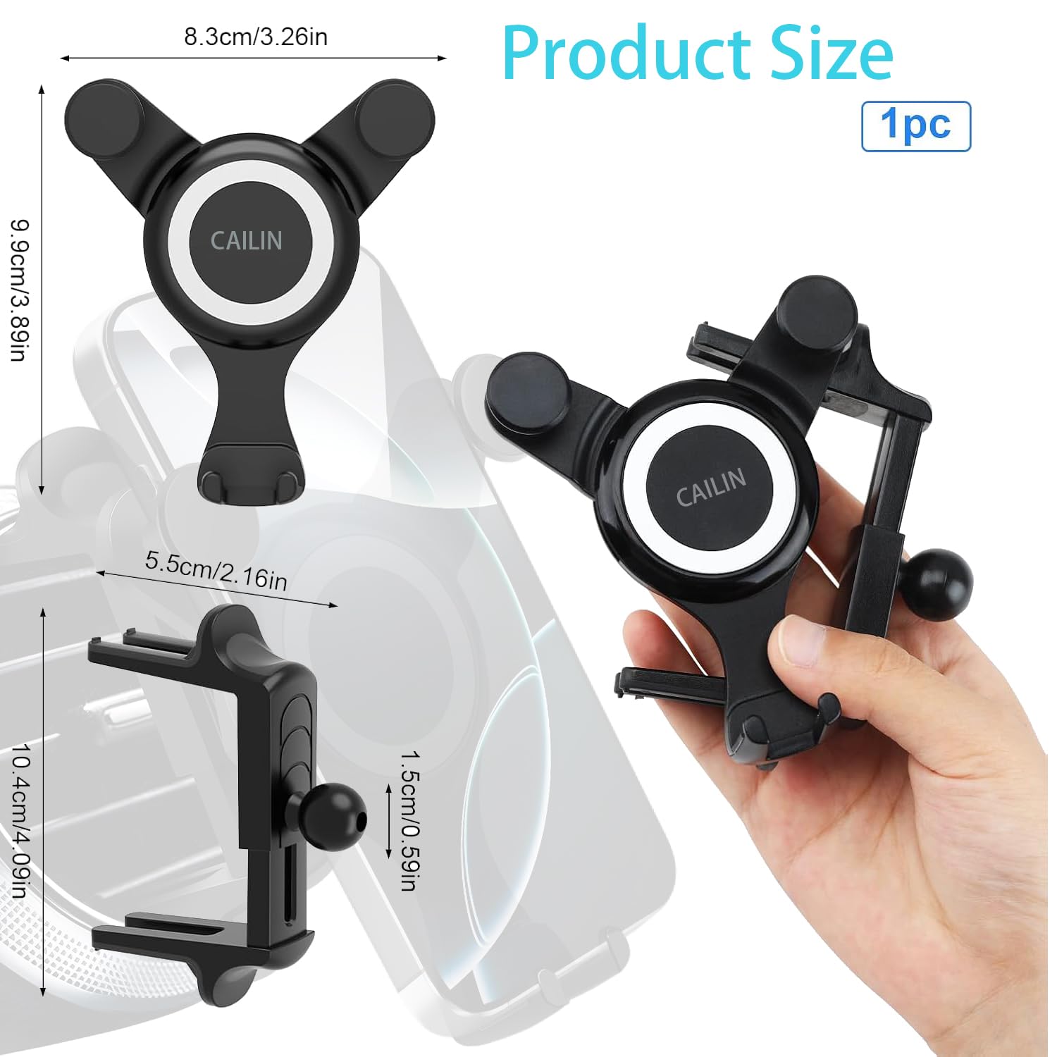 Icailin Car Phone Holder Mount Compatible With Jeep Wrangler Mercedes Benz C-Class, E-Class,S-Class,B-Class,A-Class, V-Classglc/