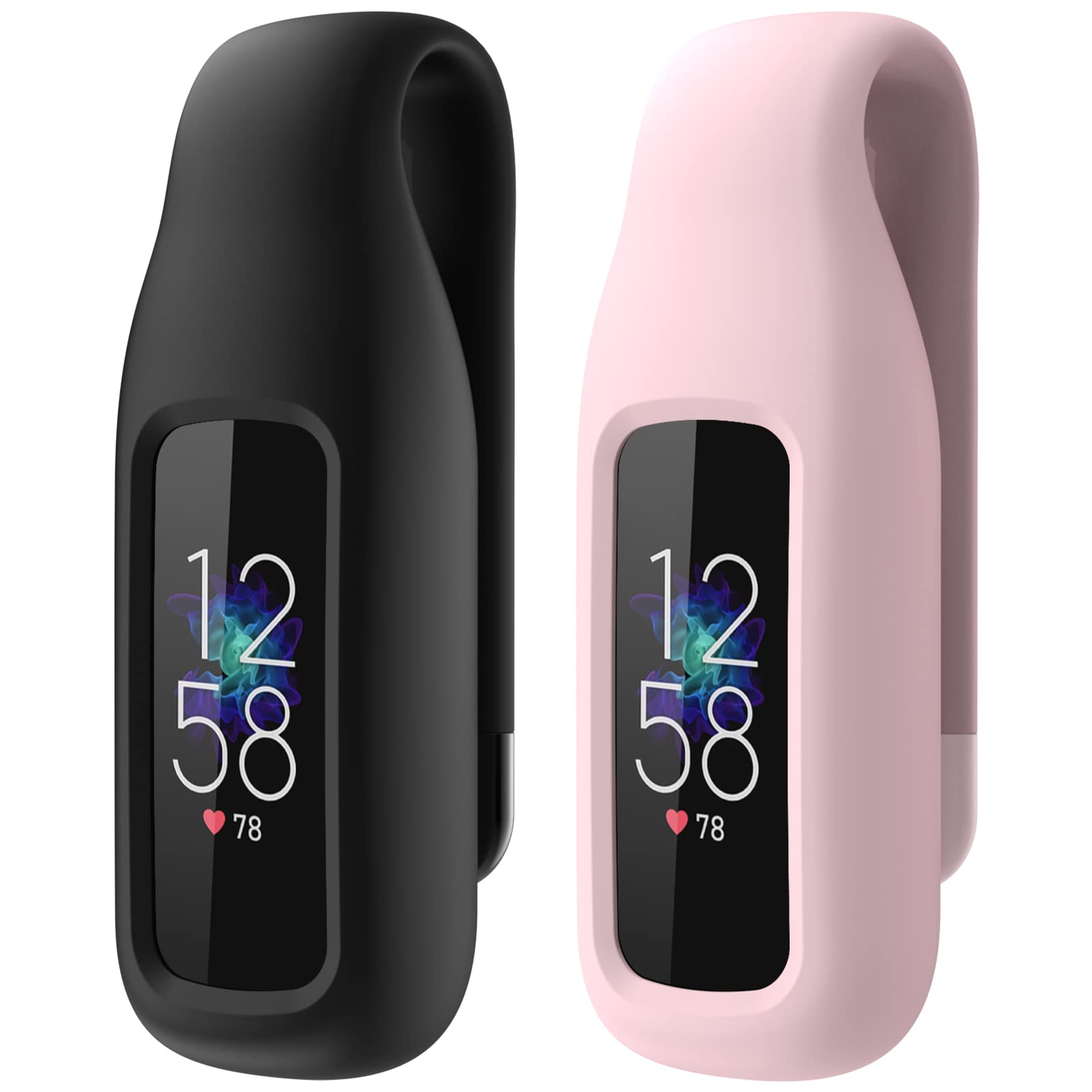 Eeweca 2 Pack Clip For Fitbit Luxe, Clip Holder Compatible With Fitbit Luxe, Black + Soft Pink