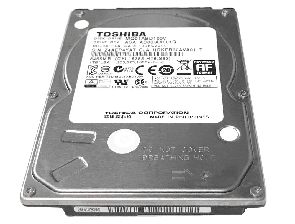 Toshiba 1Tb 5400Rpm 8Mb Cache Sata 3.0Gb/S 2.5 Inch Notebook Hard Drive (Mq01Abd100V)   1 Year Warranty,Usb