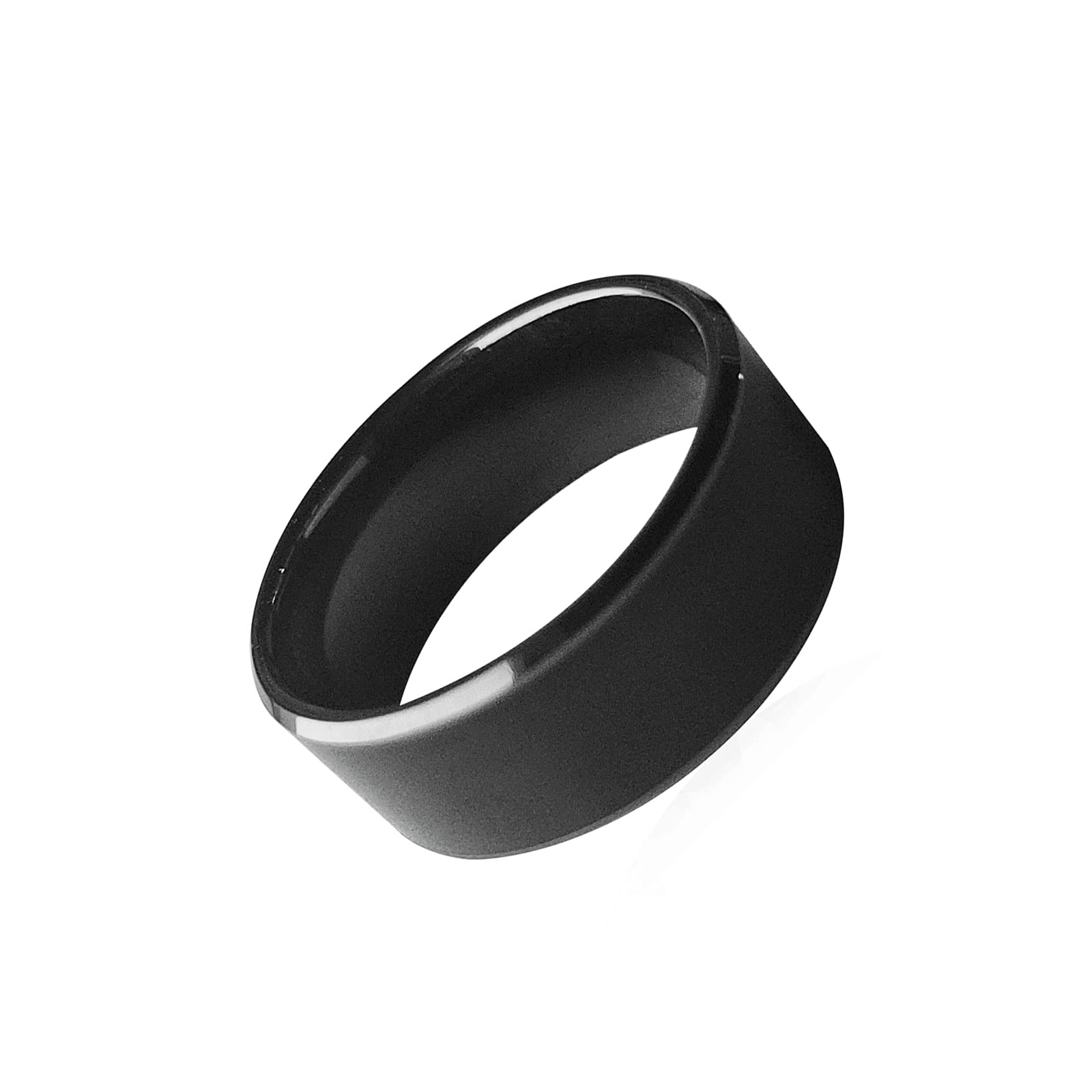 Riversmerge Rfid Rewritable Dual Frequency In One Id T5577&Ic Cuid Black Ceramics Smart Finger Ring Wear For Men Or Women (Black