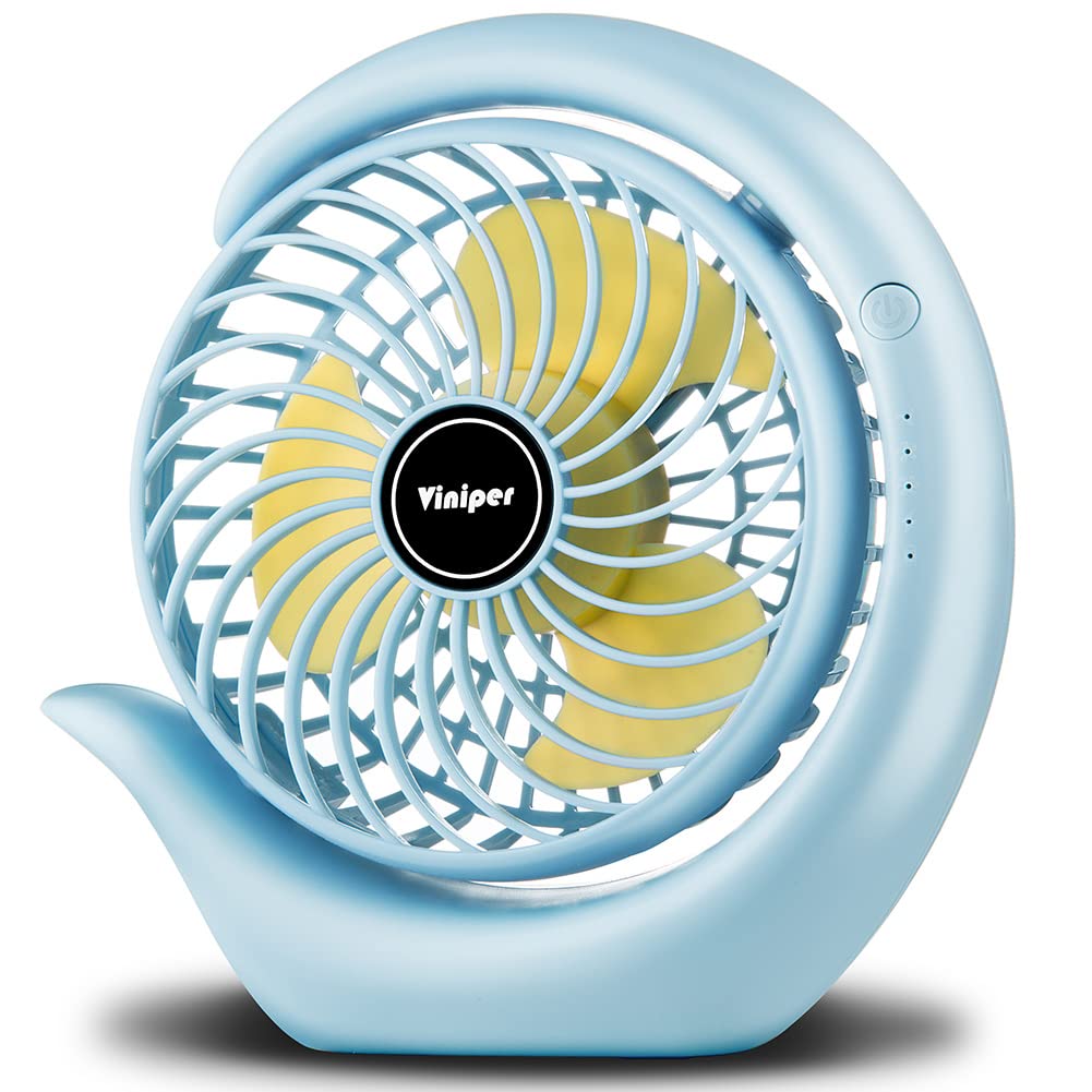 Viniper Portable Rechargeable Fan, Small Desk Fan : 3 Speeds & 8 24 Hours Longer Working, 180    Rotation, Optimised Portable Us