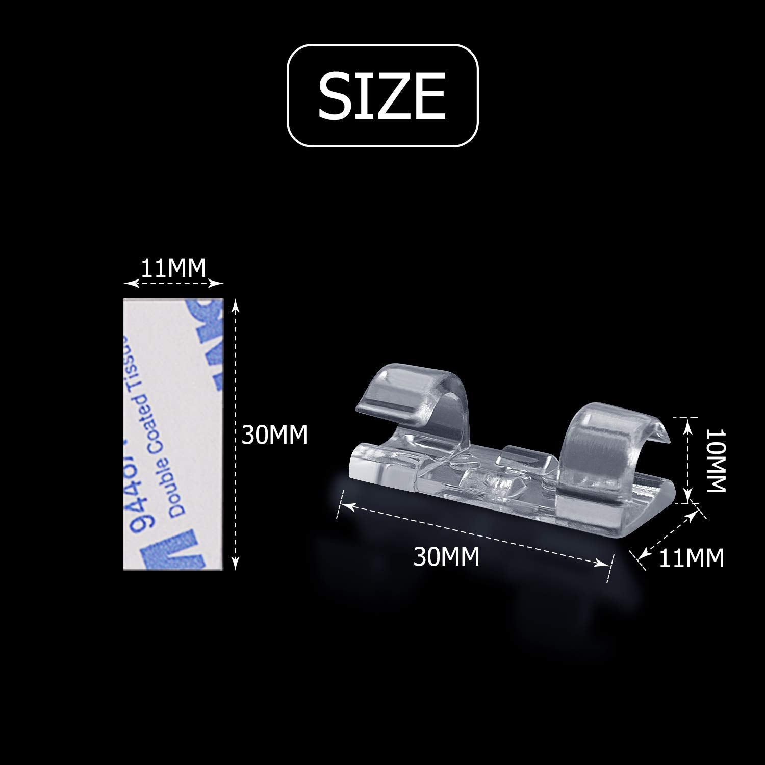 Adhesive Cable Clips, 40Pcs Cable Management Drop Wire Holder Cord Organizer With Strong Self Adhesive Pads For Home And Office