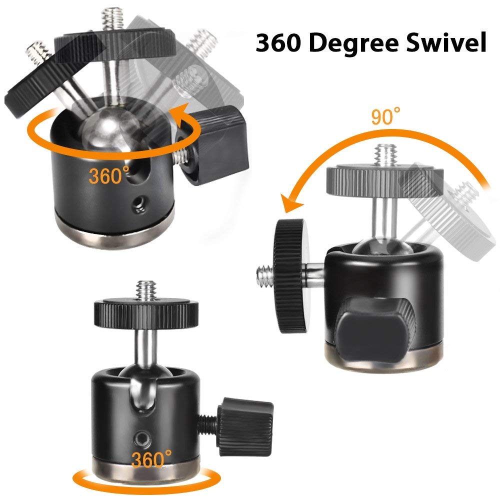 Utebit Mini Ball Head, Tripod Head With 1/4' Hot Shoe, 360� Rotatable Ball Heads Camera Mount Adapter, Aluminium 20Mm Ballhead Compatible With Tripods, Monopods, Htc Vive, Slr Cameras Loading 6.6Lb