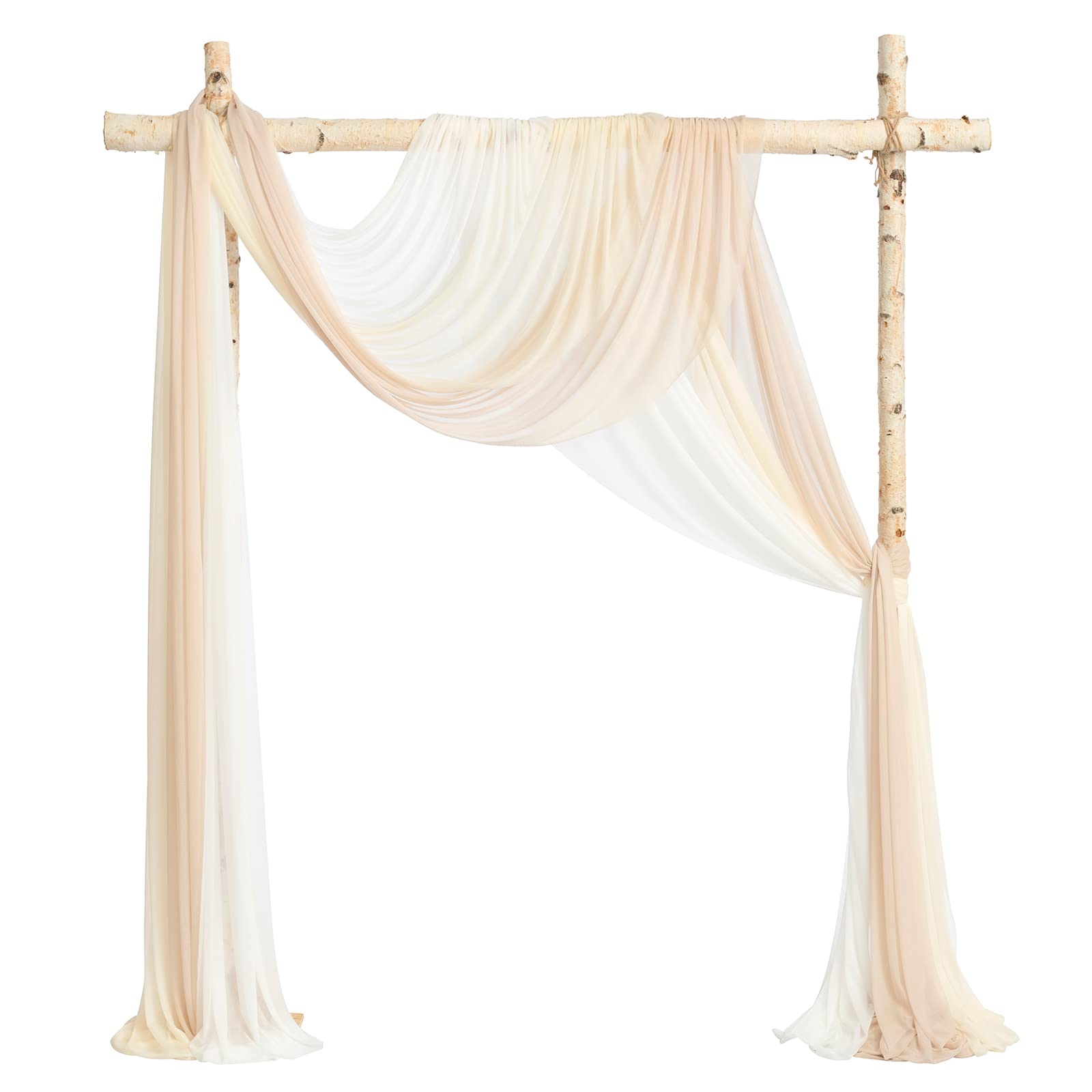 Ling'S Moment Easy Hanging Wedding Arch Chiffon Drape 3 Panels Beige 26.5Ft X 30'' W White Fabric For Wedding Ceremony Reception