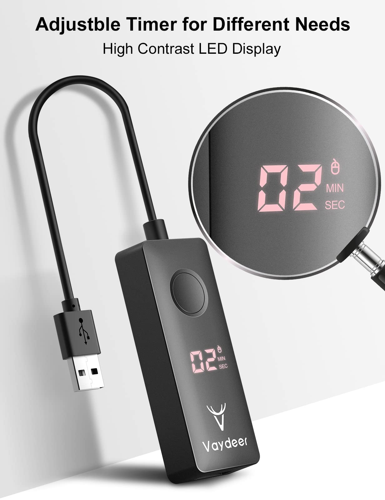 Vaydeer Automatic Mouse Jiggler Undetectable Mouse Mover Device With On/Off Switch,Simulate Mouse Movement To Prevent The Comput