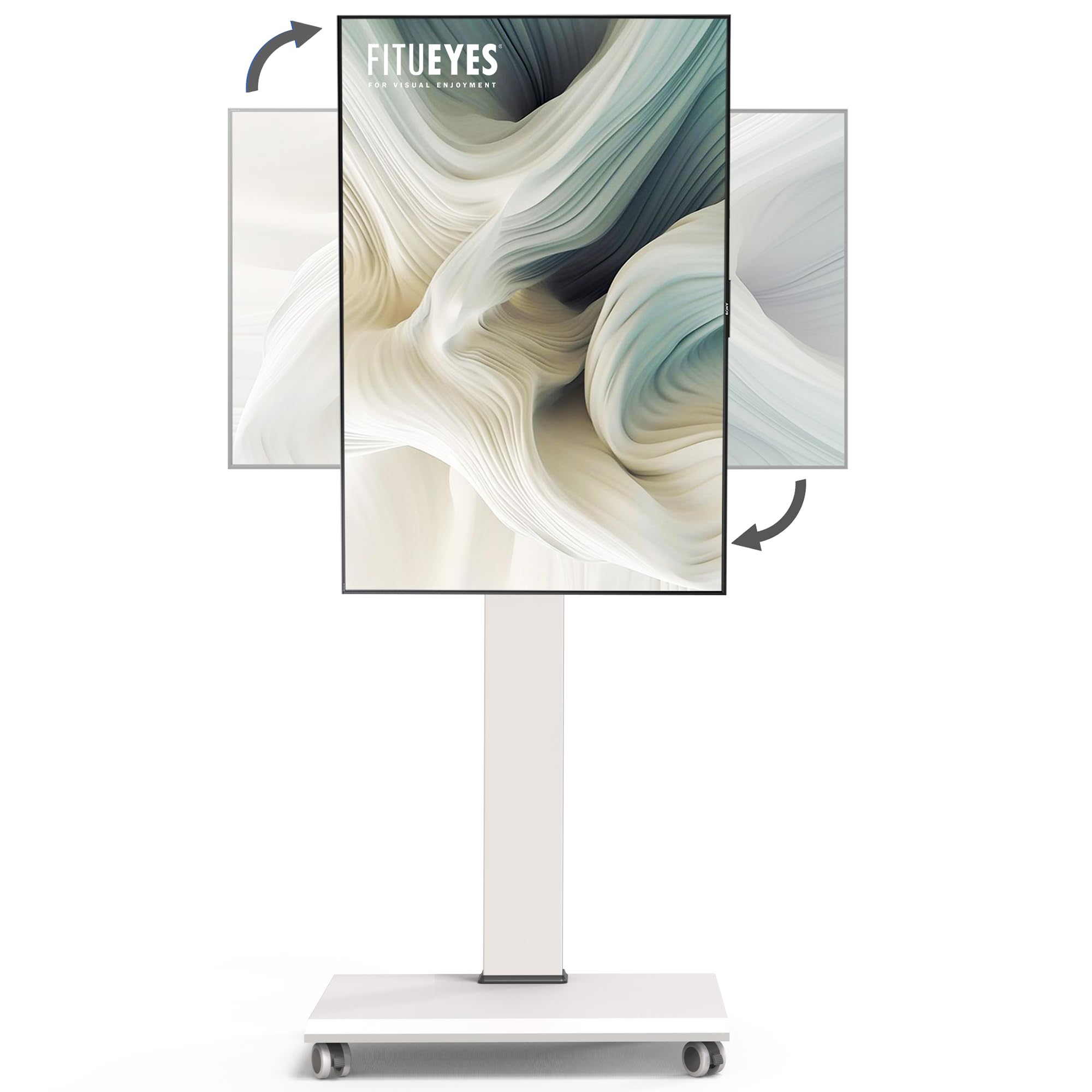 Fitueyes Rolling Tv Stand   Portable Mobile Tv Cart On Wheels For 32 To 65 70 75 Inch Tvs, Landscape To Portrait Rotating And 40