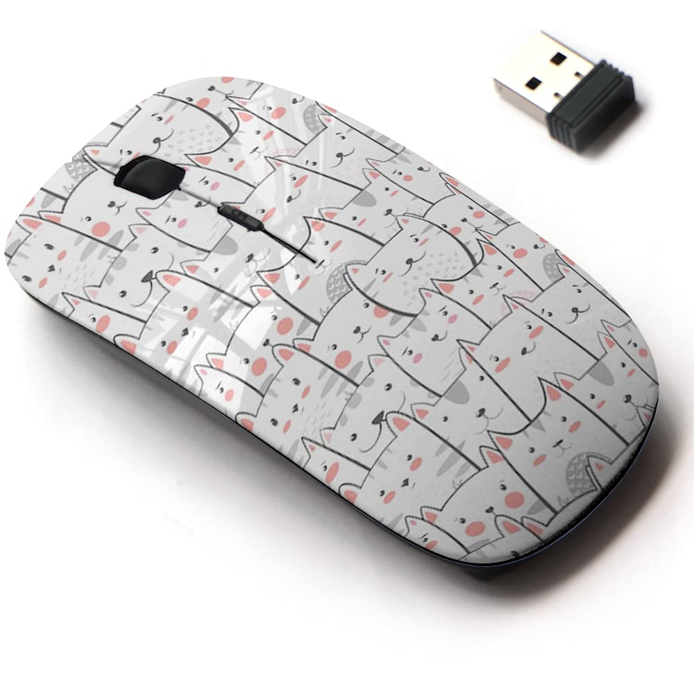 Cjcbroes 2.4G Wireless Mouse With Cute Pattern Design For All Laptops And Desktops With Nano Receiver   Cat Kitty Cute Funny