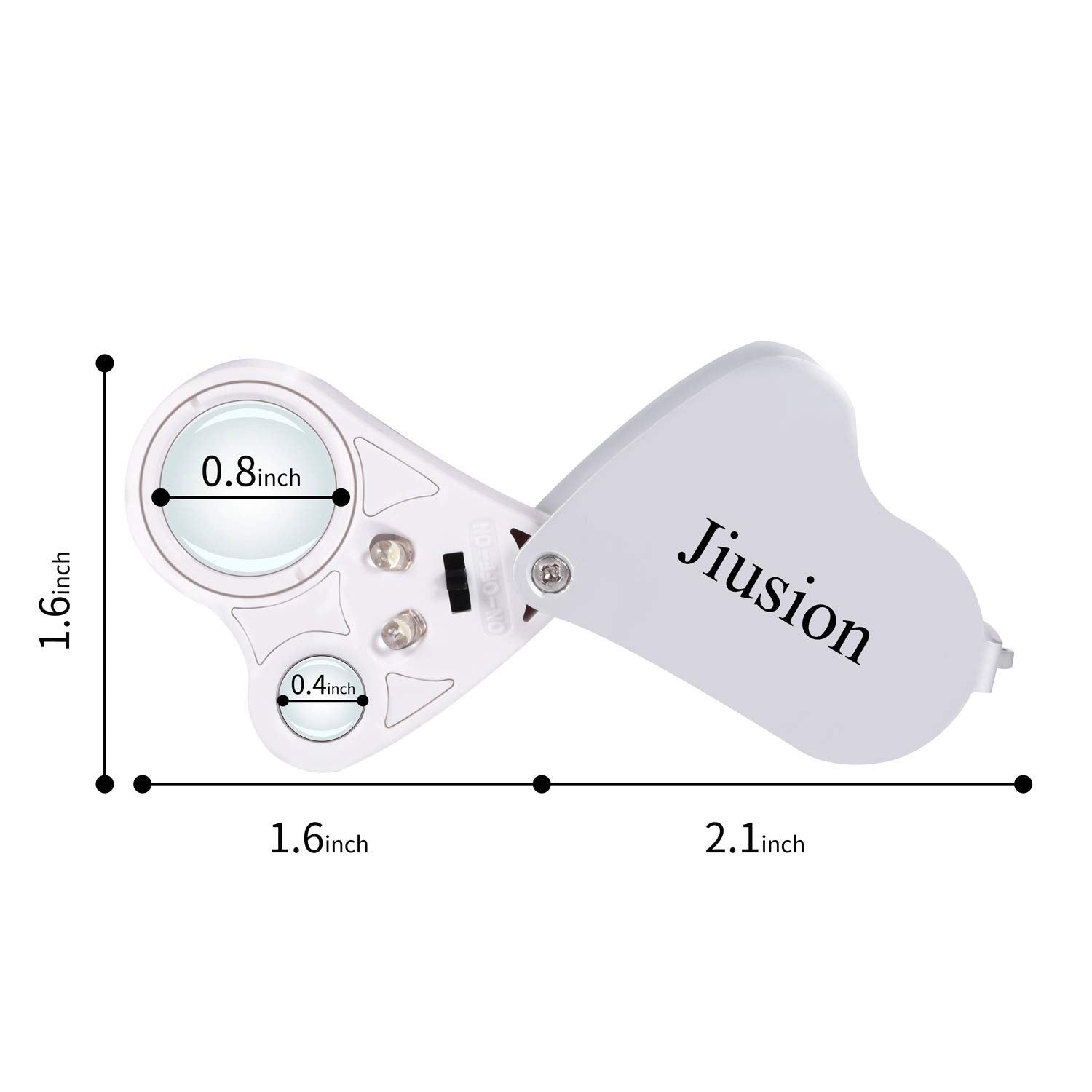 Jiusion Portable Lighted Led Illuminated Jewelry Magnifier 30X 60X Wearable Handheld Dual Lens Eye Loupe Magnifying Glasses Micr