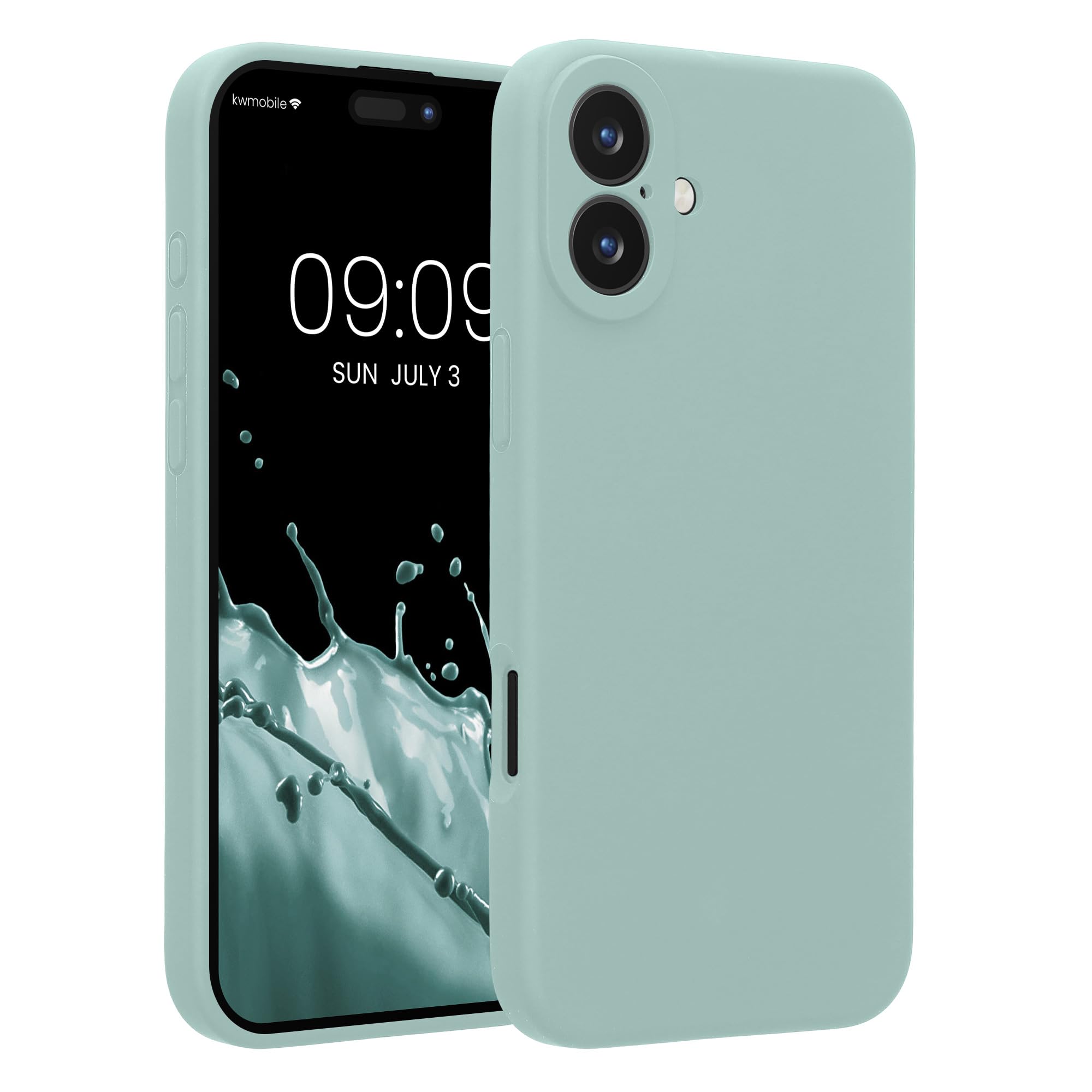 kwmobile Case Compatible with Apple iPhone 16 Plus Case - Slim TPU Silicone Phone Cover - Soft Touch Finish - Mint