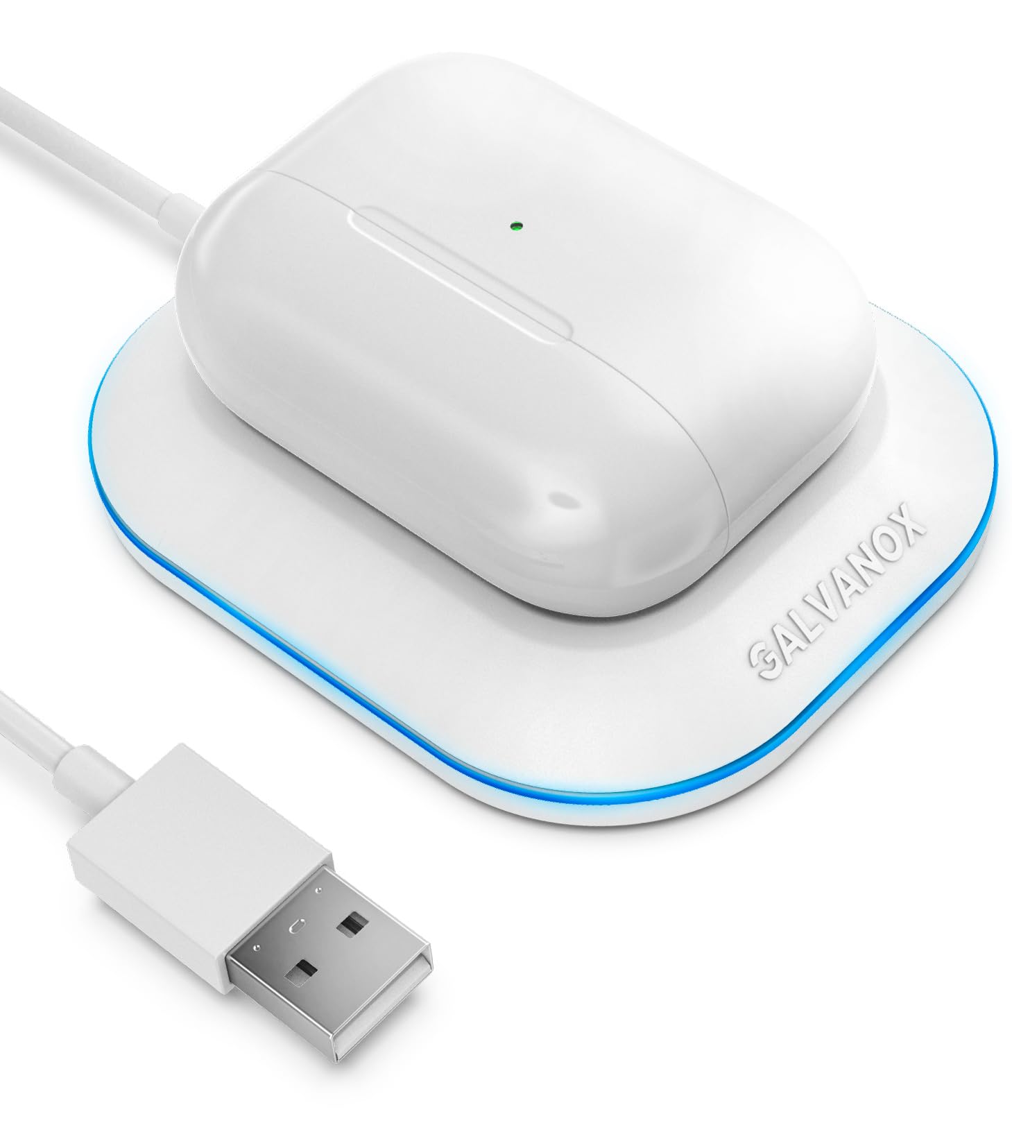 Galvanox Wireless Charger Designed for Airpods Pro and 2nd / 3rd Gen Models - Magnetic Charging Alignment, Softglow Power Indica
