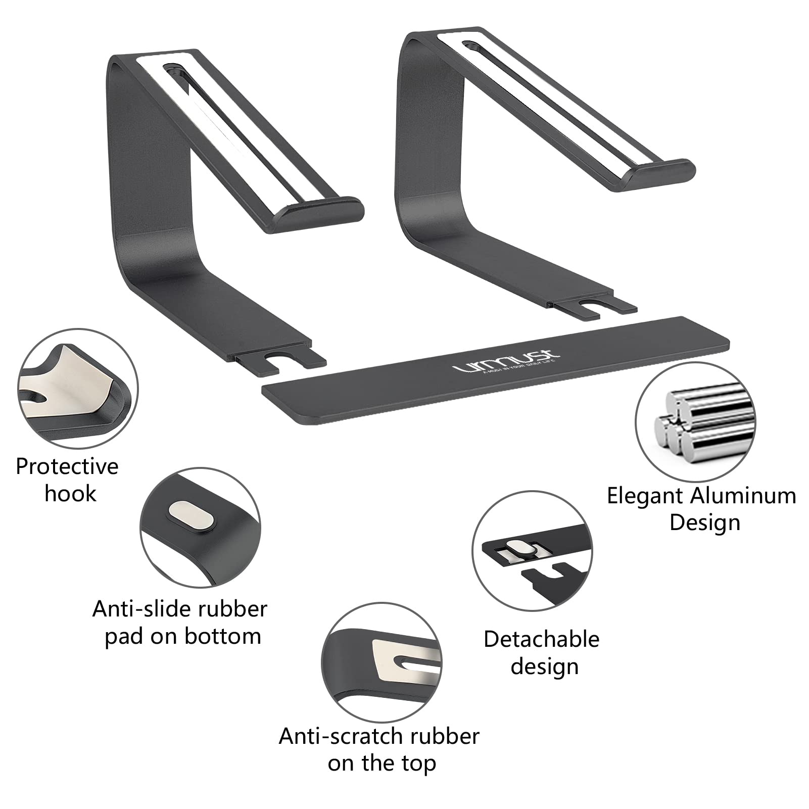 Urmust Laptop Stand For Desk Aluminum Computer Stand For Laptop Riser Holder Notebook Stand Compatible With Macbook Air Pro, Del