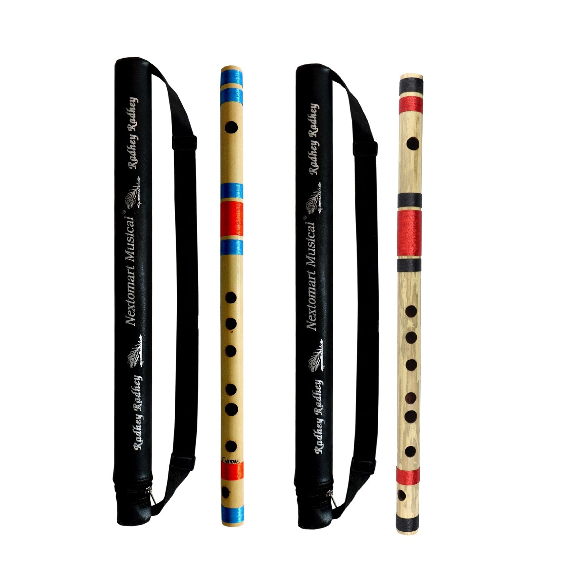 Nextomart Musical Combo Flutes F Natural (14 Inch) & F Sharp (14 Inch) Bamboo Flute Bansuri With Flute Carry Bag Free