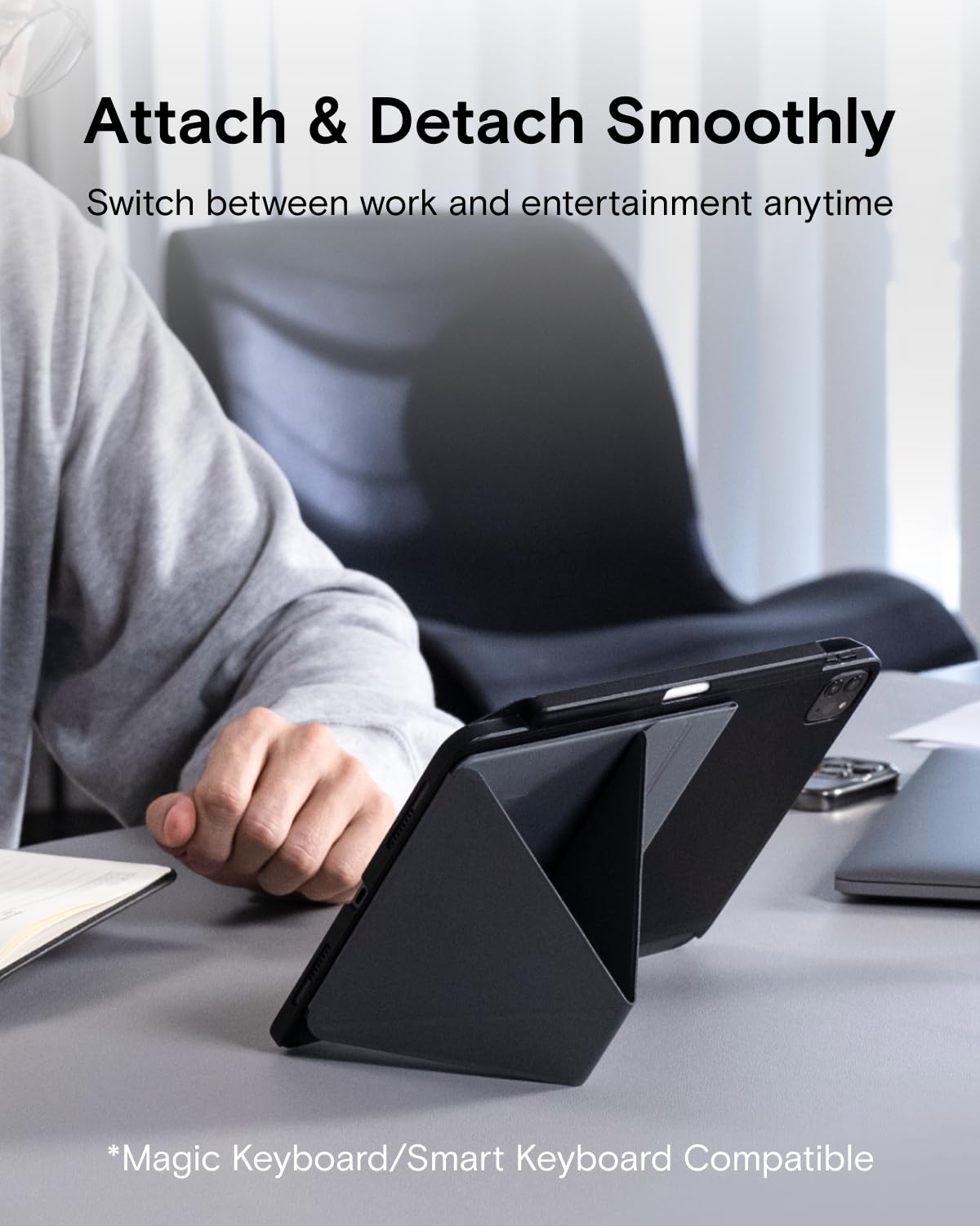 Moft Snap Tablet Stand, Compatible For Ipad Mini 6/5/4/3/2/1 And 7.9' 9.7' Tablets,Adjustable, Foldable, Portable, Swith Friendly With The Magic Keyboard And More, Jet Black