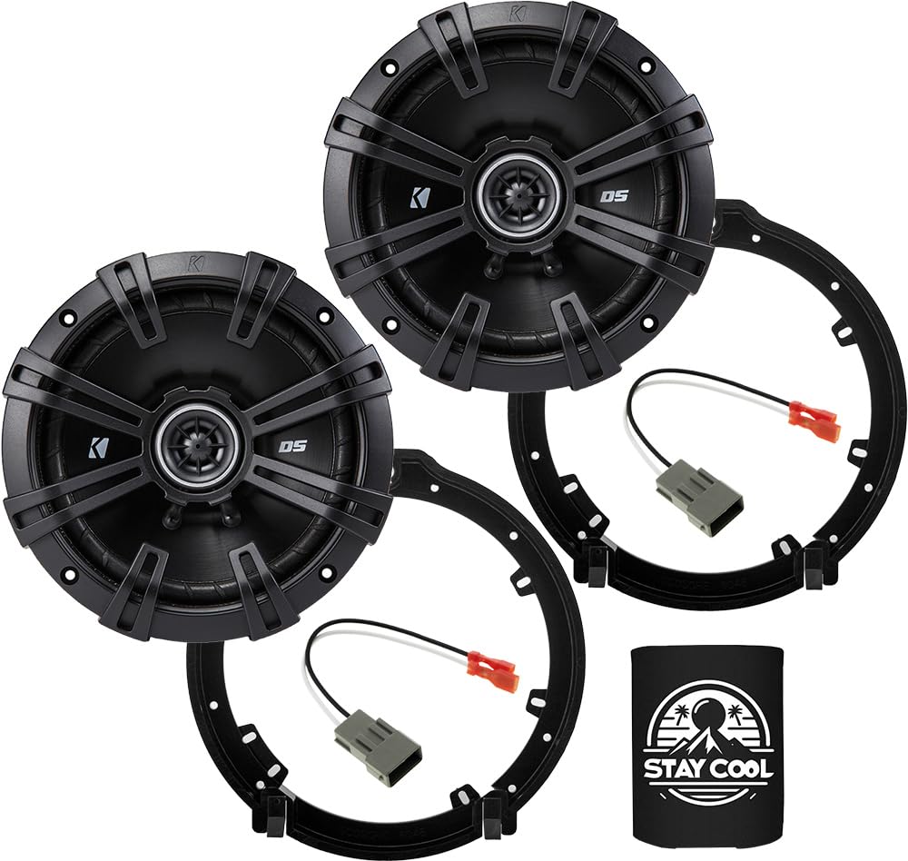 KICKER Speakers 6.5 inch for Honda Civic 2006-2020 Upgrade Kit - Pair of DS Series with Adapters and Harness, Coaxial 6 1/2 Car 