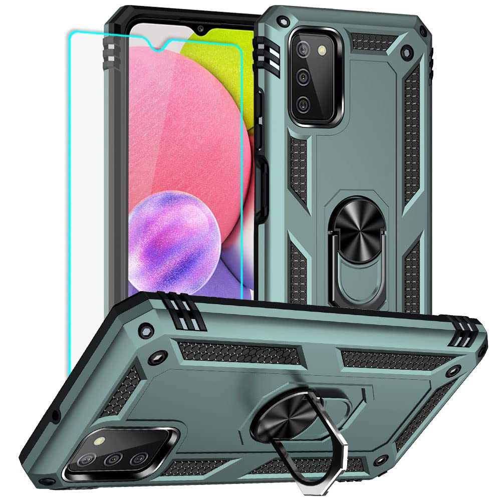 Yiakeng Samsung A03S Case, Galaxy A03S Case With Hd Screen Protector, Military Grade Protective Cases With Ring For Samsung Gala