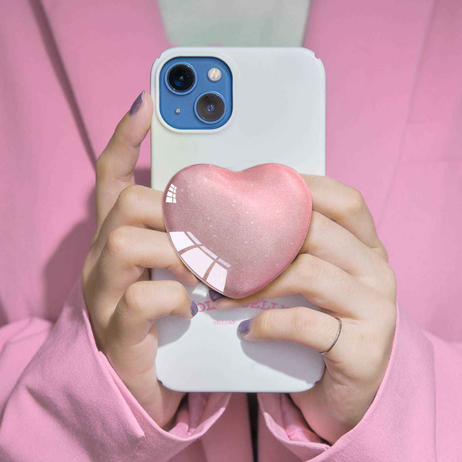 Ksadiye Expandiing Moblile Cell Phone Grip Heart Shape Glass Holder For Smartphones, Cellphone Collapsible Stand( Pink