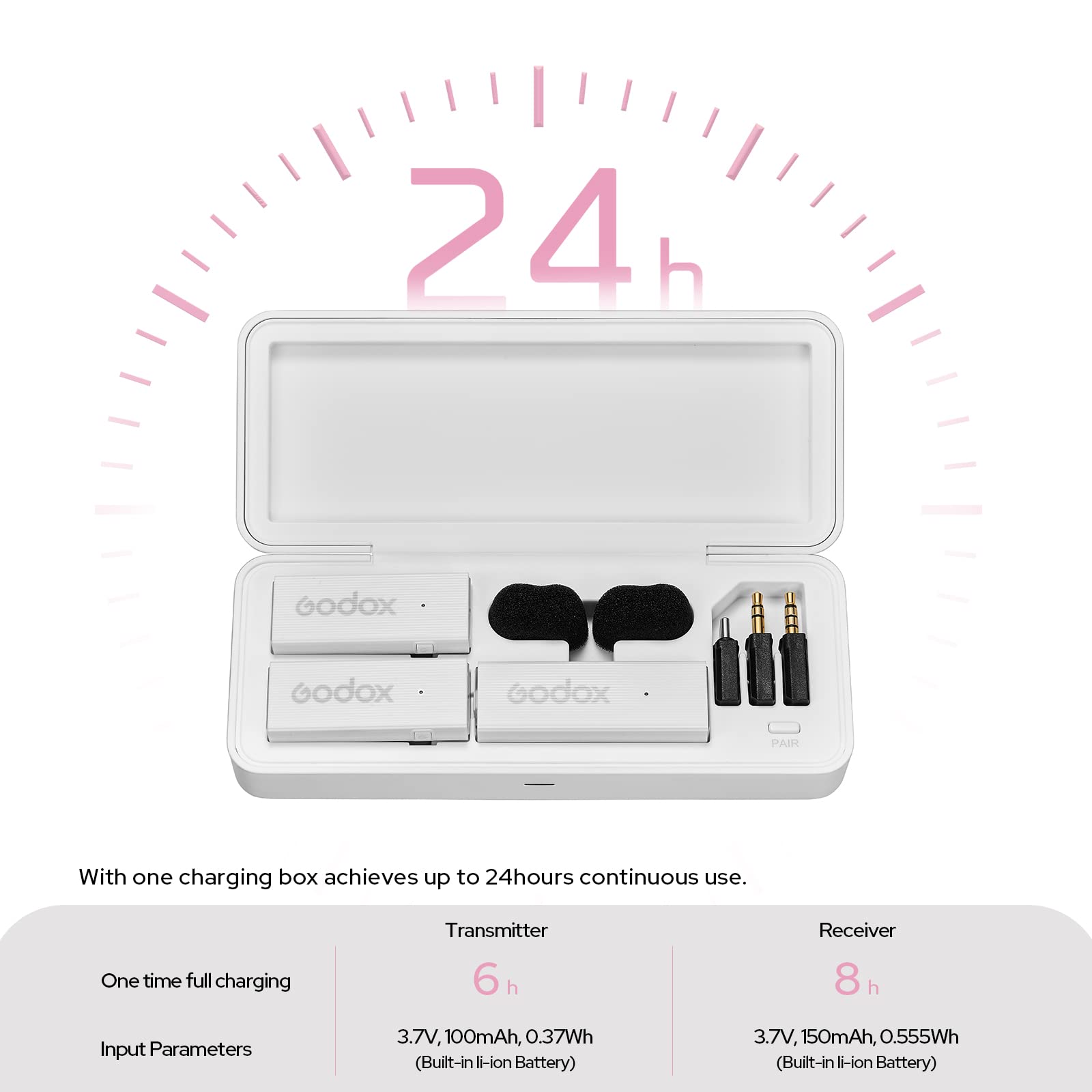 Godox Movelink Mini Wireless Mic, 100M(328Ft) Range Wireless Microphones, 2.4Ghz Noise Cancelling Mic, Wireless Lavalier Microph