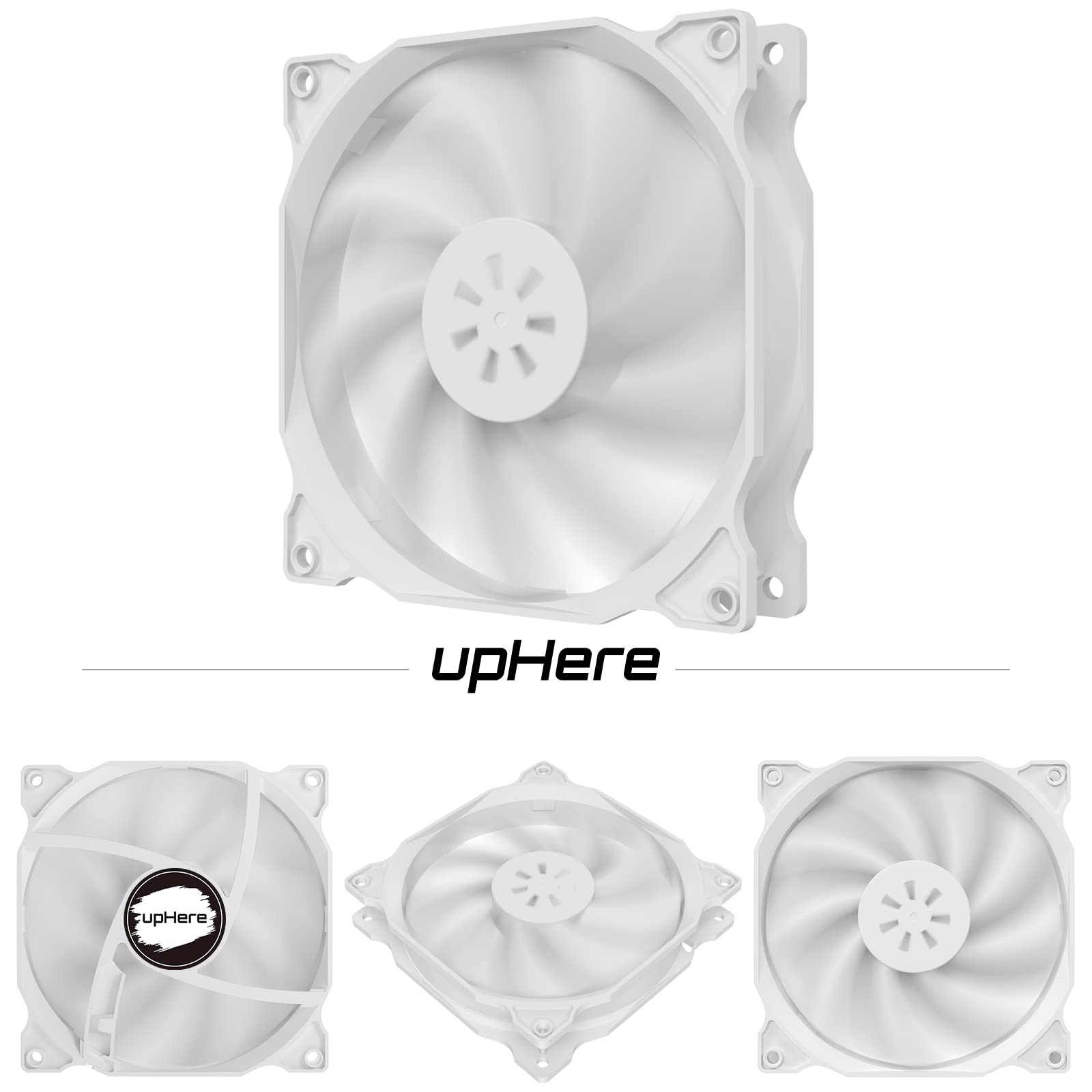 Uphere 120Mm White Case Fan Long Life For Pc Computer Case Cooling 3 Pack(12Wt3 3)