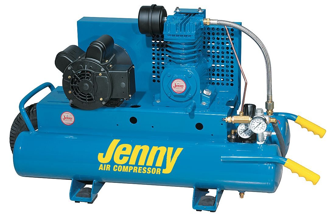 Jenny K15A 8P Single Stage Wheeled Portable Electric Motor Air Compressor With K Pump, 8 Gallon Tank, 1 Phase, 1.5 Hp, 115V
