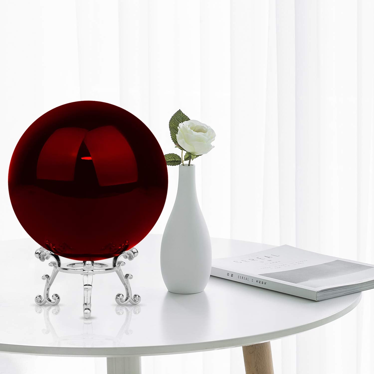 Merrynine 80Mm/3.15'' Top K9 Crystal Ball With Stylish Metallic Stand And Microfiber Clean Cloth, Decorative And Photography Acc