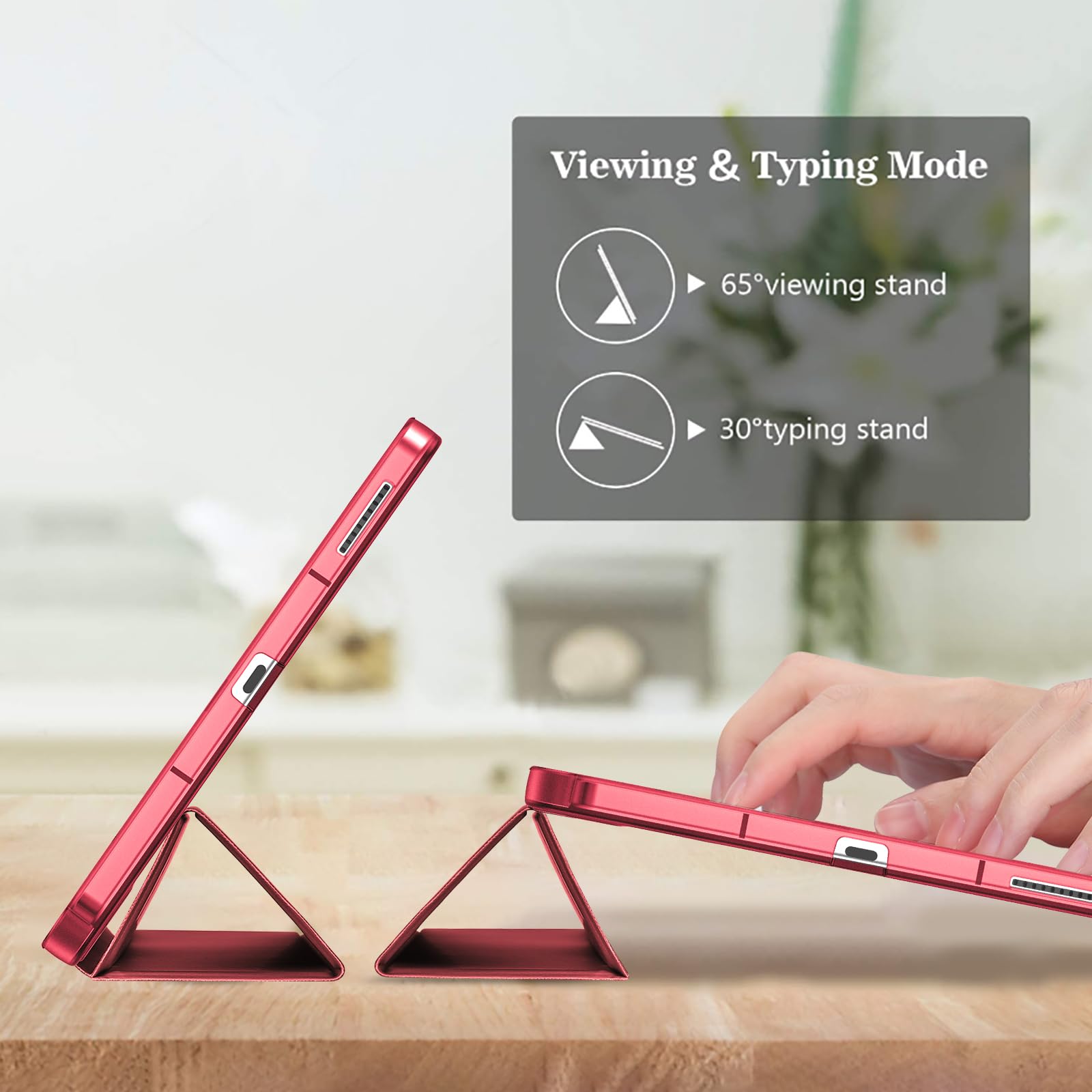 Procase Cover For Galaxy Tab S6 Lite 10.4 Case 2024 2022 2020 With S Pen Holder(Sm P620/P625/P613/P619/P615/P610), Trifold Stand Folio Soft Tpu Translucent Back Cover Support Auto Wake/Sleep  Red