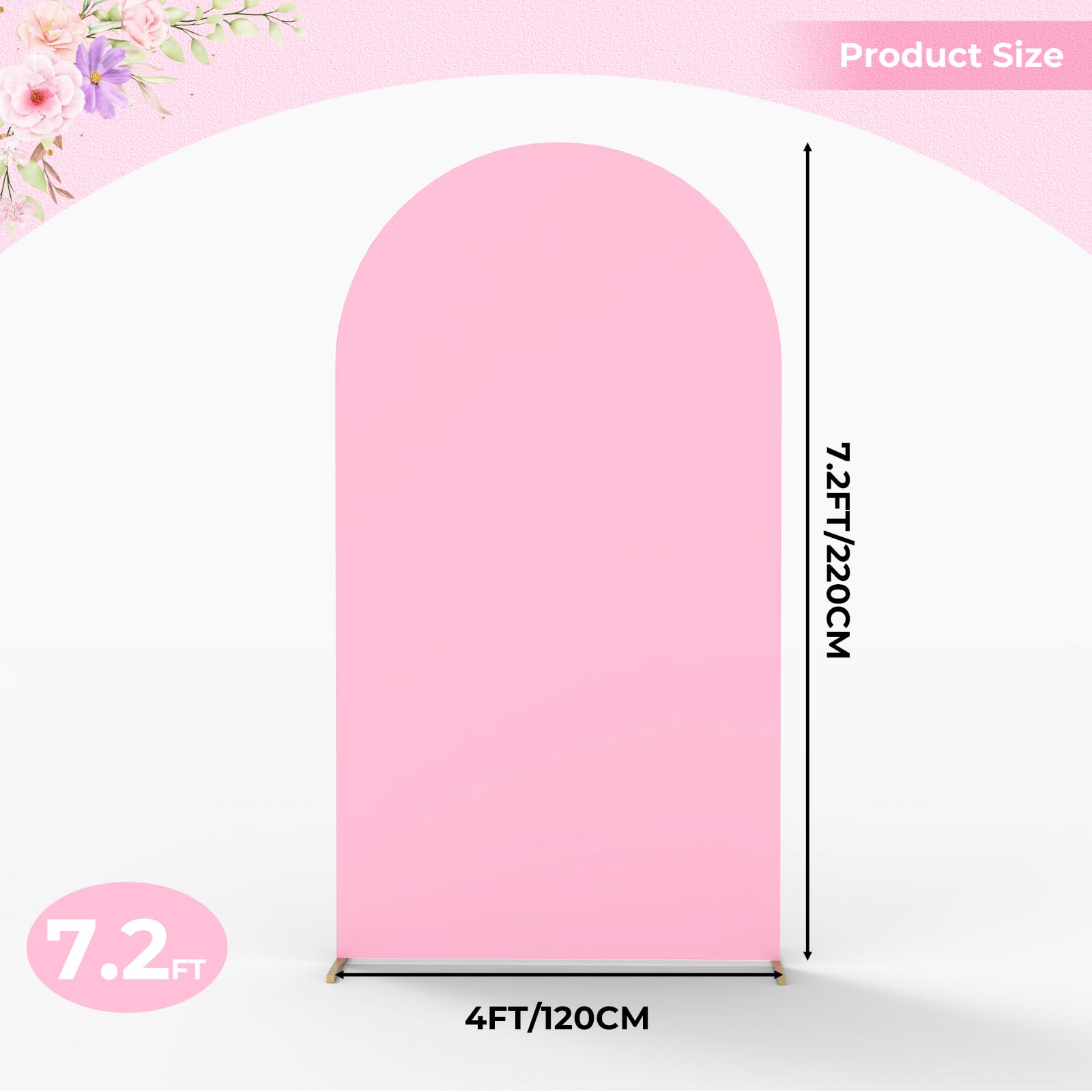 Babenest 7.2Ft Pink Wedding Arch Cover, Spandex Fitted Arch Backdrop Cover For Photography, Round Top Chiara Stand Cover For Par