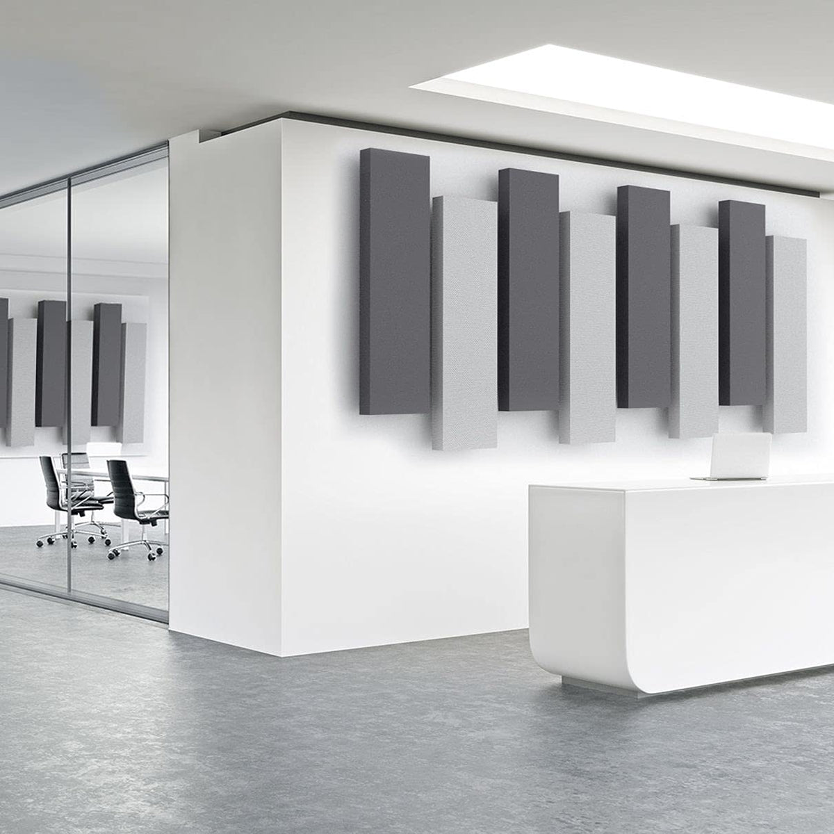 Acoustimac Dmd Stagger Acoustic Panel Design Pack: 8 Pcs 8)4'X1'X2'' 4 Gray & 4 Charcoal