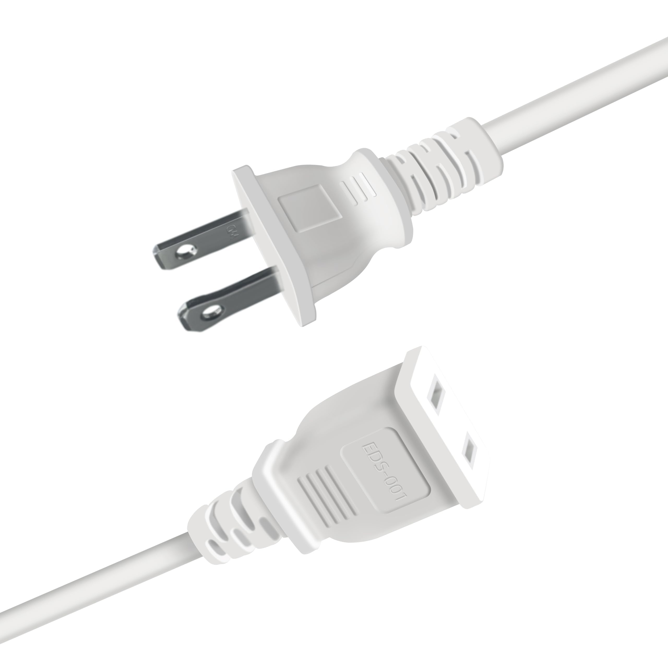 Safe Extension Cords 15Ft (4.5M) White Power Cable Wire Indoor Outdoor Use With 125V 10A 2 Prong 2 Outlets Ideal For Holiday Lig