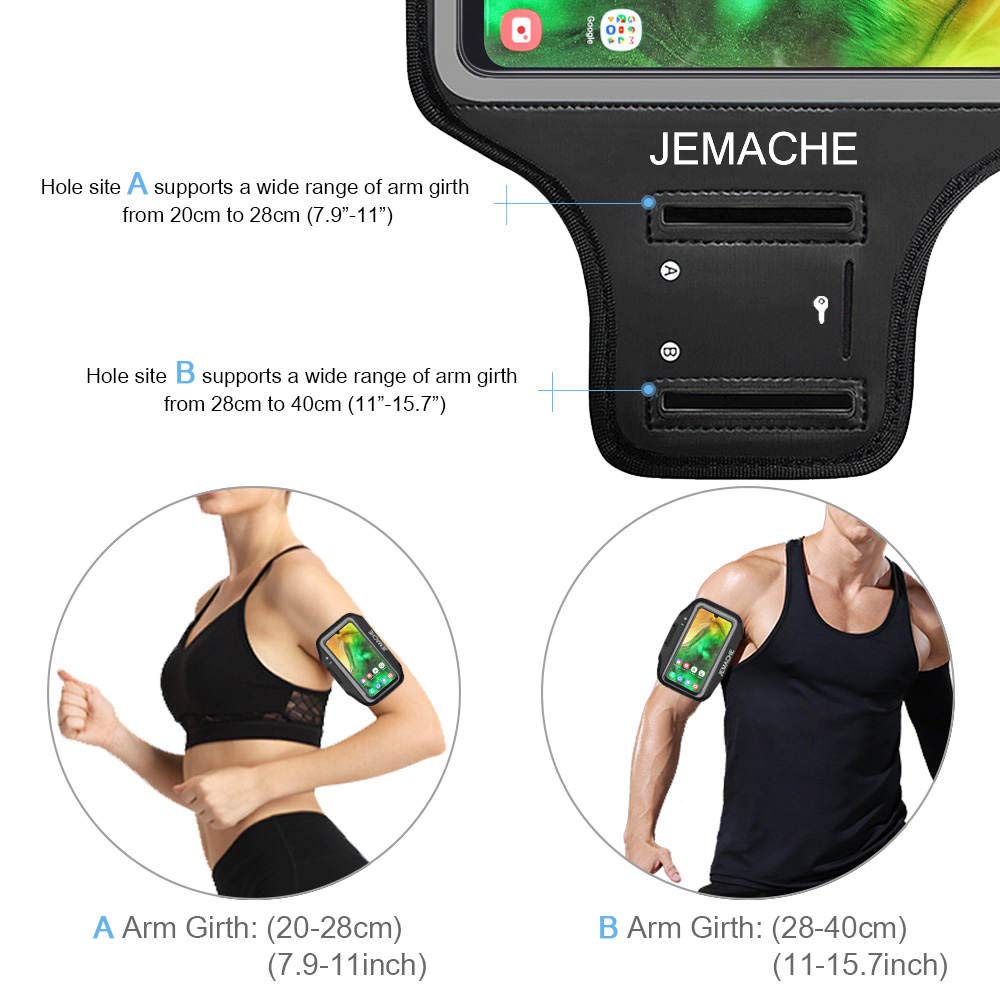 Galaxy A54 A53 A52 Armband, Jemache Water Resistant Gym Running Workouts Arm Band For Samsung Galaxy A51 A52 A53 A54 5G With Car