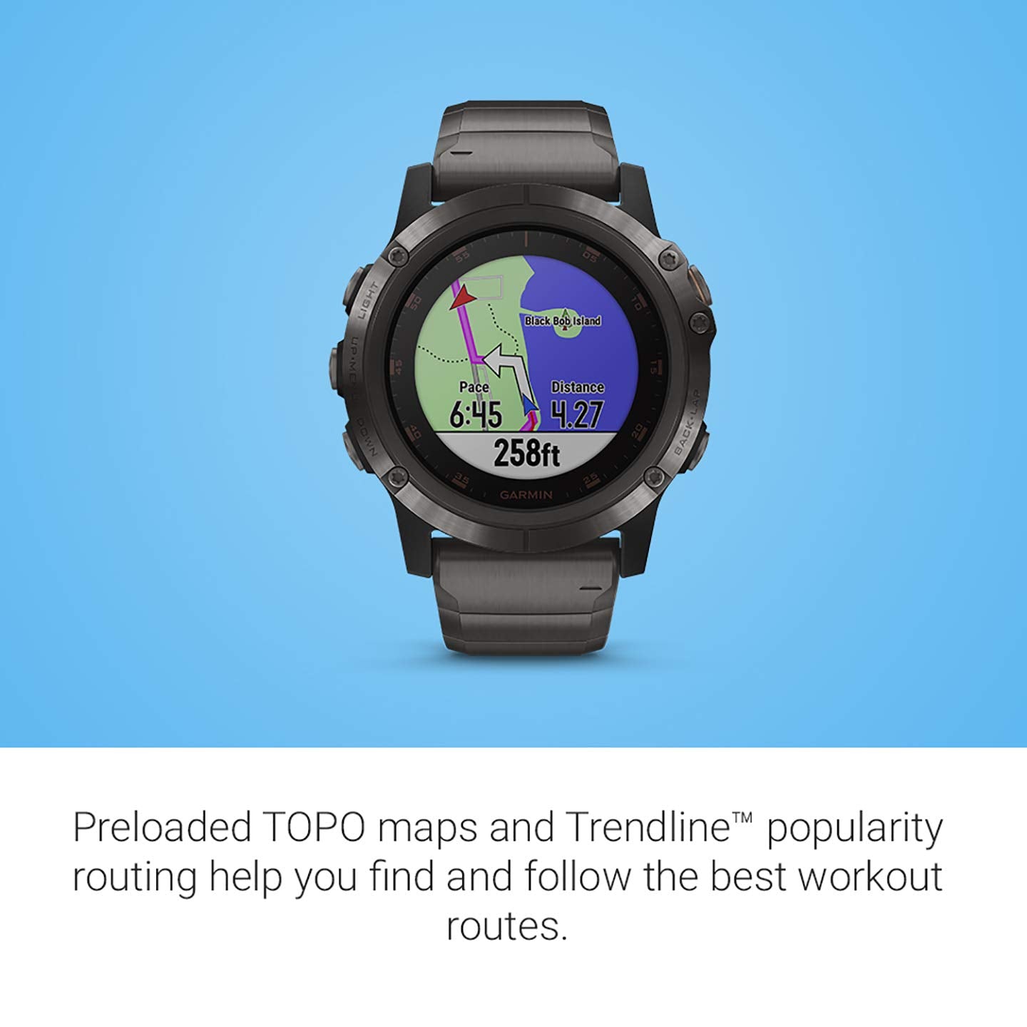 Garmin fenix 5X Plus GPS Smartwatch - Color Topo Maps, Heart Rate Monitoring, Music, Contactless Payment, Carbon Gray with Titanium Band