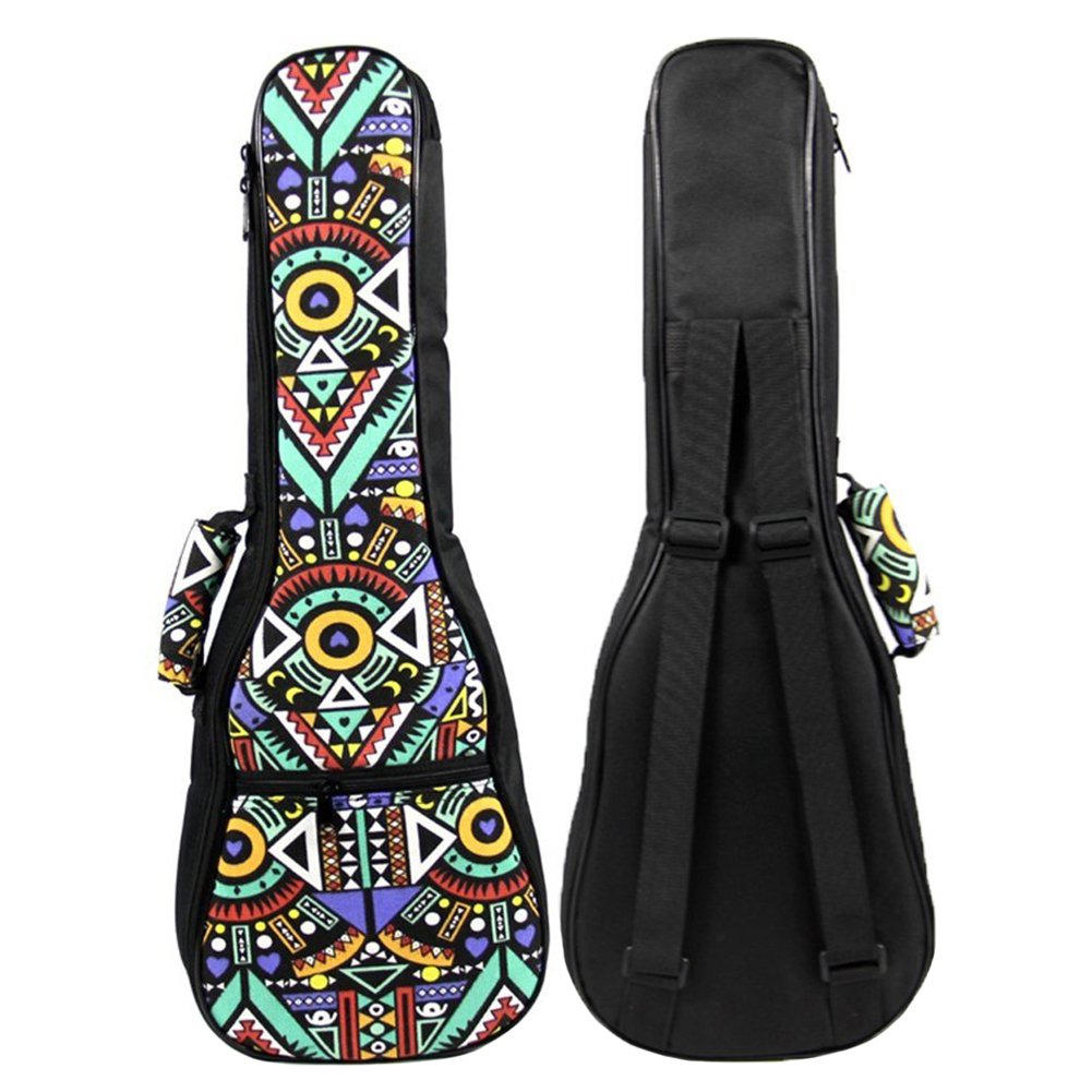 HOT SEAL 10MM Sponge Padding Waterproof Durable Colorful Conventional Ukulele Case Bag with Storage (21 Inch, Blue-Graffiti No.1