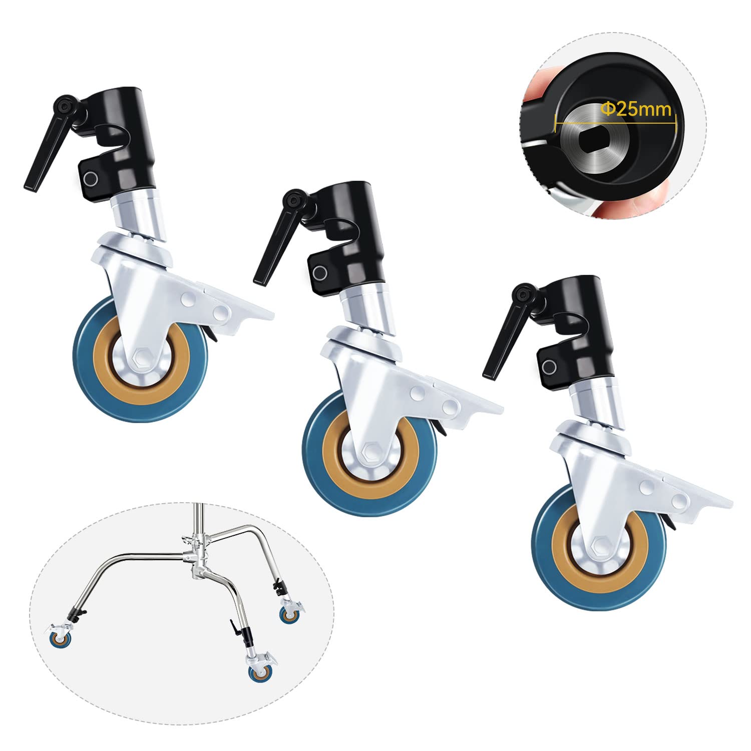 Photography C Stand Wheels 25Mm: Heavy Duty C Stand With Boom Arm Wheel Base, Compatible With Takerers/Neewer And Other 25Mm C S