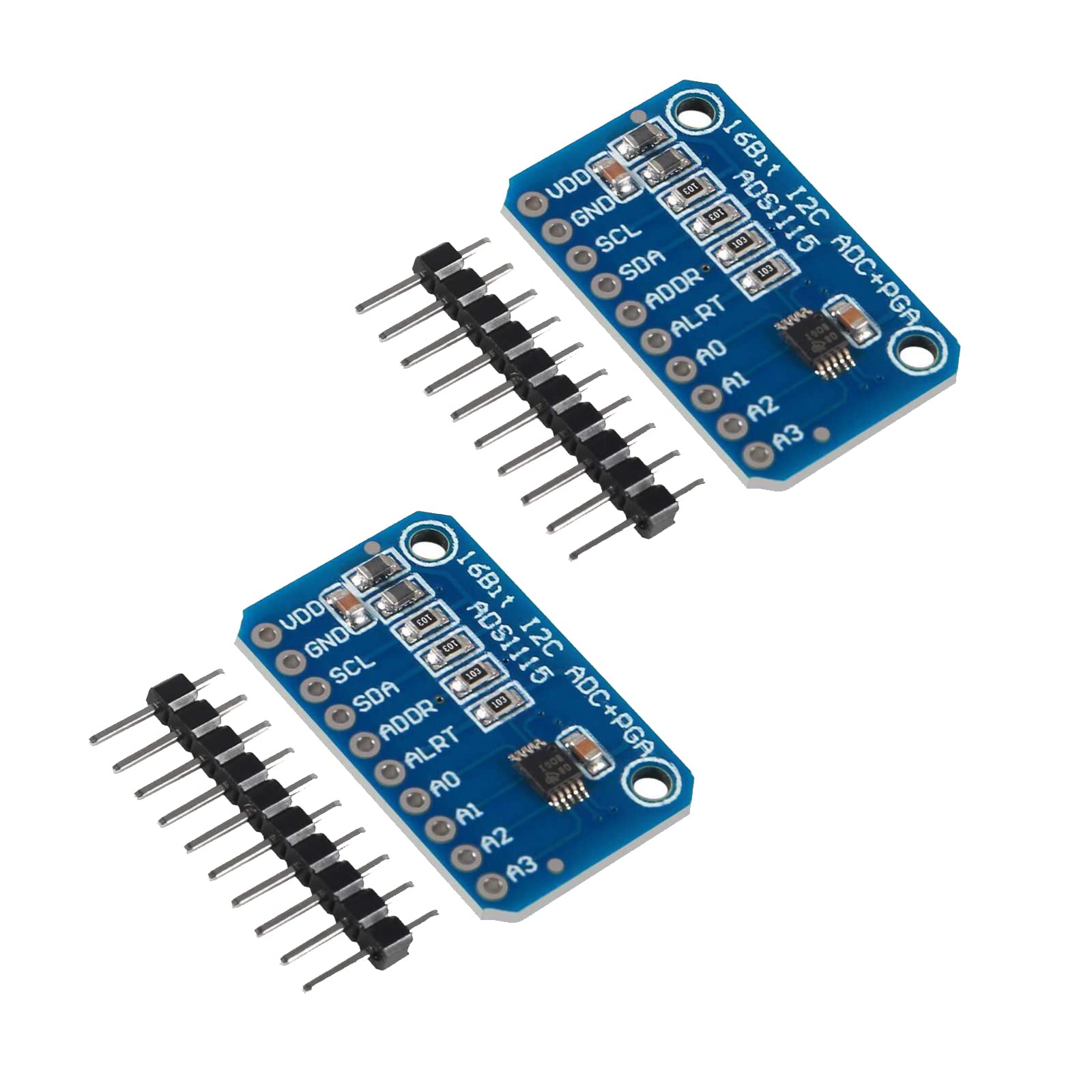 Aediko 2Pcs Ads1115 16 Bit 16 Byte 4 Channel I2C Iic Analog To Digital Adc Pga Converter Module With Programmable Gain Amplifier