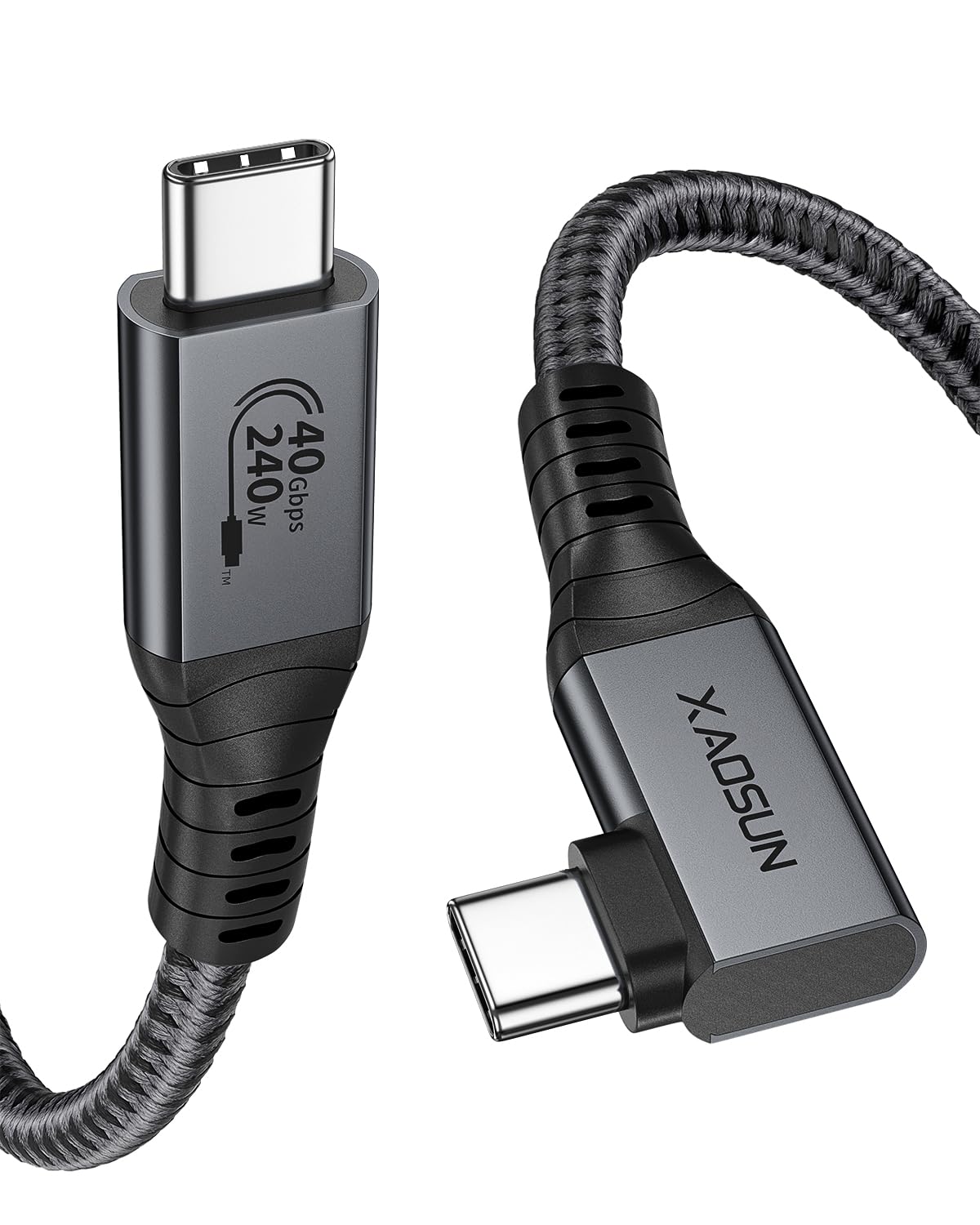Xaosun 240W Usb 4 Cable For Thunderbolt 4, 3.3Ft Right Angle Thunderbolt 4 Cable 90 Degree, 40Gbps [Usb If Certified] Usb C To U