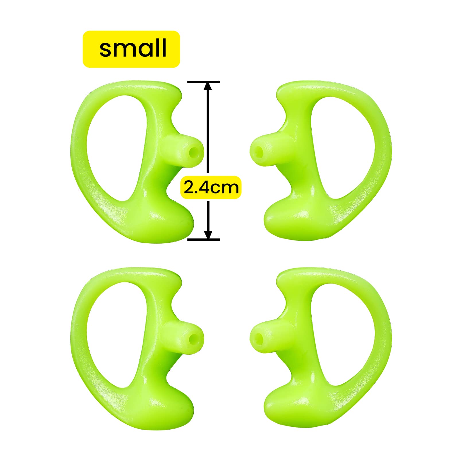 Yolipar Replacement Soft Silicone Eardud Earmold For Walkie Talkie Audio Kit Air Acoustic Tube Earpiece Headset (Green, Small(2