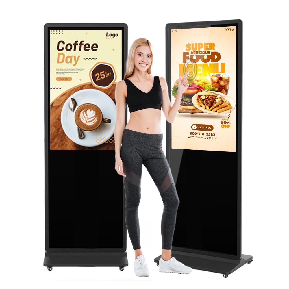 Qixzocv 49 Inch Indoor Digital Signage Touchscreen Kiosk Floor Standing Advertising Display Lcd Totem Interactive Monitor Androi