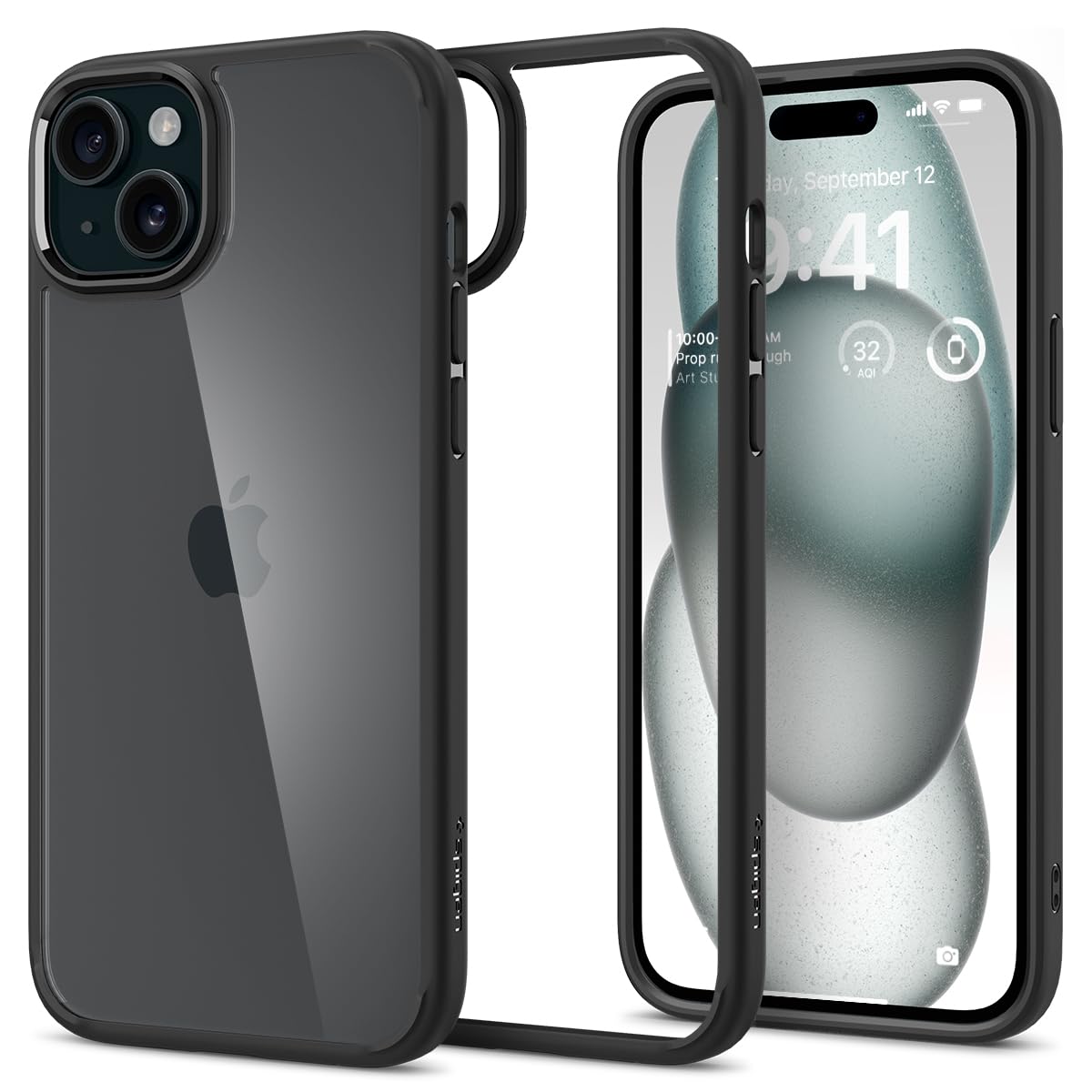 Spigen Ultra Hybrid Designed For Iphone 15 Case (2023), Anti Yellowing] Military Grade Protection]   Matte Black