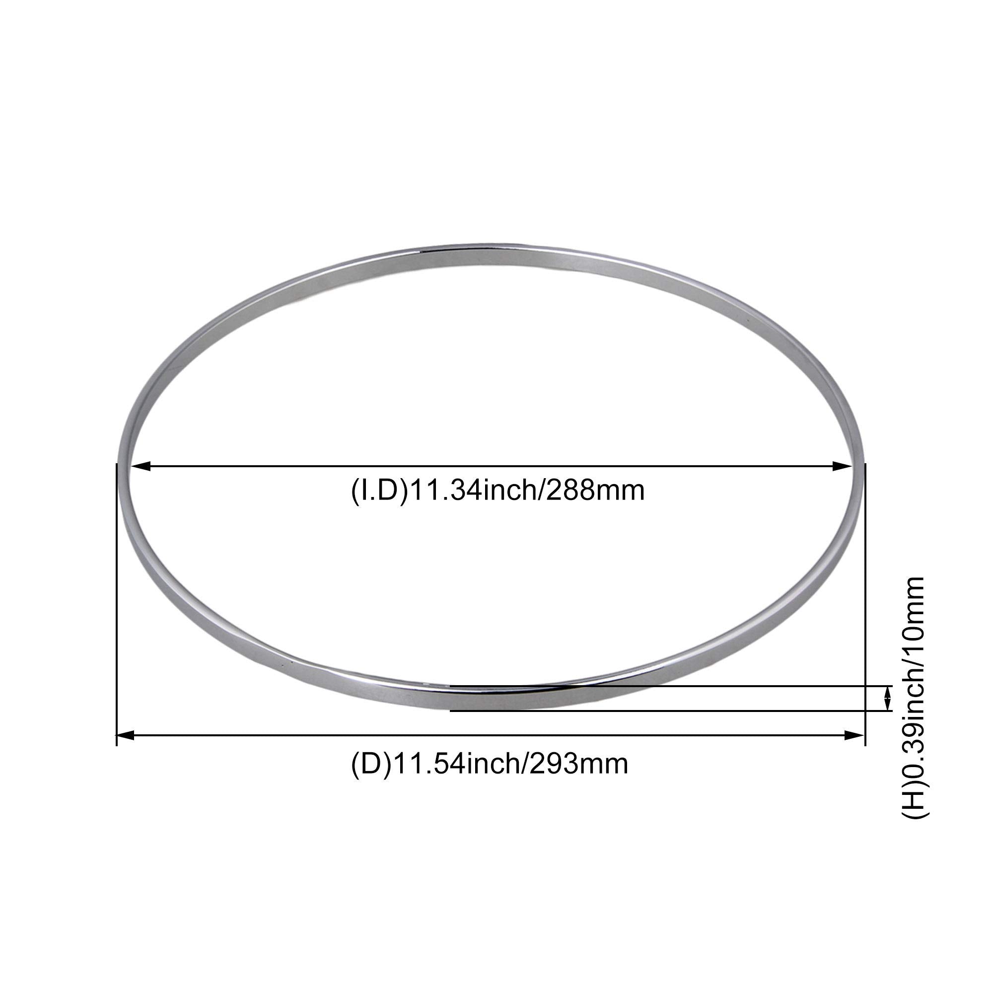 Bqlzr 11.34 Inch Chrome Nickel Plated Banjo Tension Hoop Banjo Flanges Banjo Parts 11.34X11.54X0.39Inch(Idxdxh)