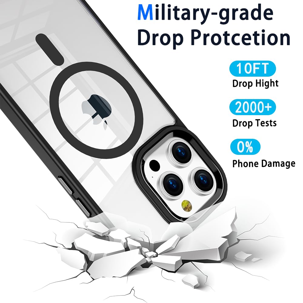 Pinlisheng Magnetic For Iphone 15 Pro Max Case,Compatible With Magsafe, Military Grade Drop Tested, Shockproof Clear Hard Back S
