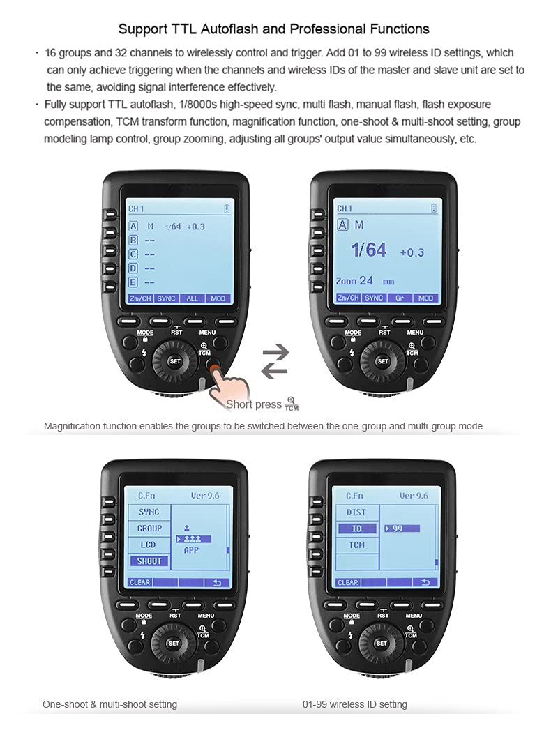 Godox Xpro S Ttl Wireless Flash Trigger 1/8000S Hss For Sony A77 Ii, A99, A9, A7R Ii, A6000, Dsc Rx10 Digital Camera
