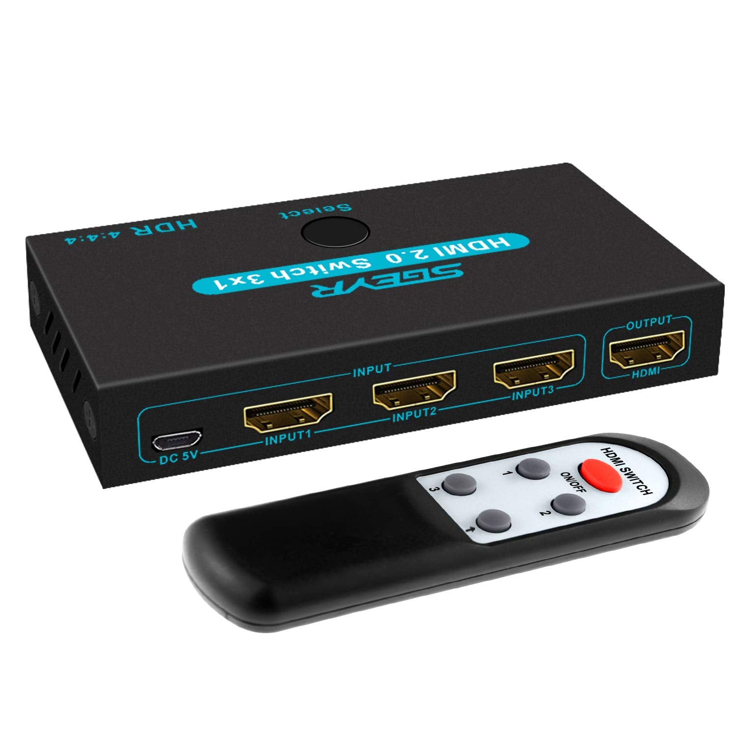 Sgeyr Hdmi 2.0 Switch Splitter 3 Port 4K Hdmi Switcher 3 In 1 Out Hdmi Switches Selector Box With Ir Remote Ir Remote Control Support Hdcp 2.2 Support 4K@60Hz Ultra Hd 3D 2160P 1080P