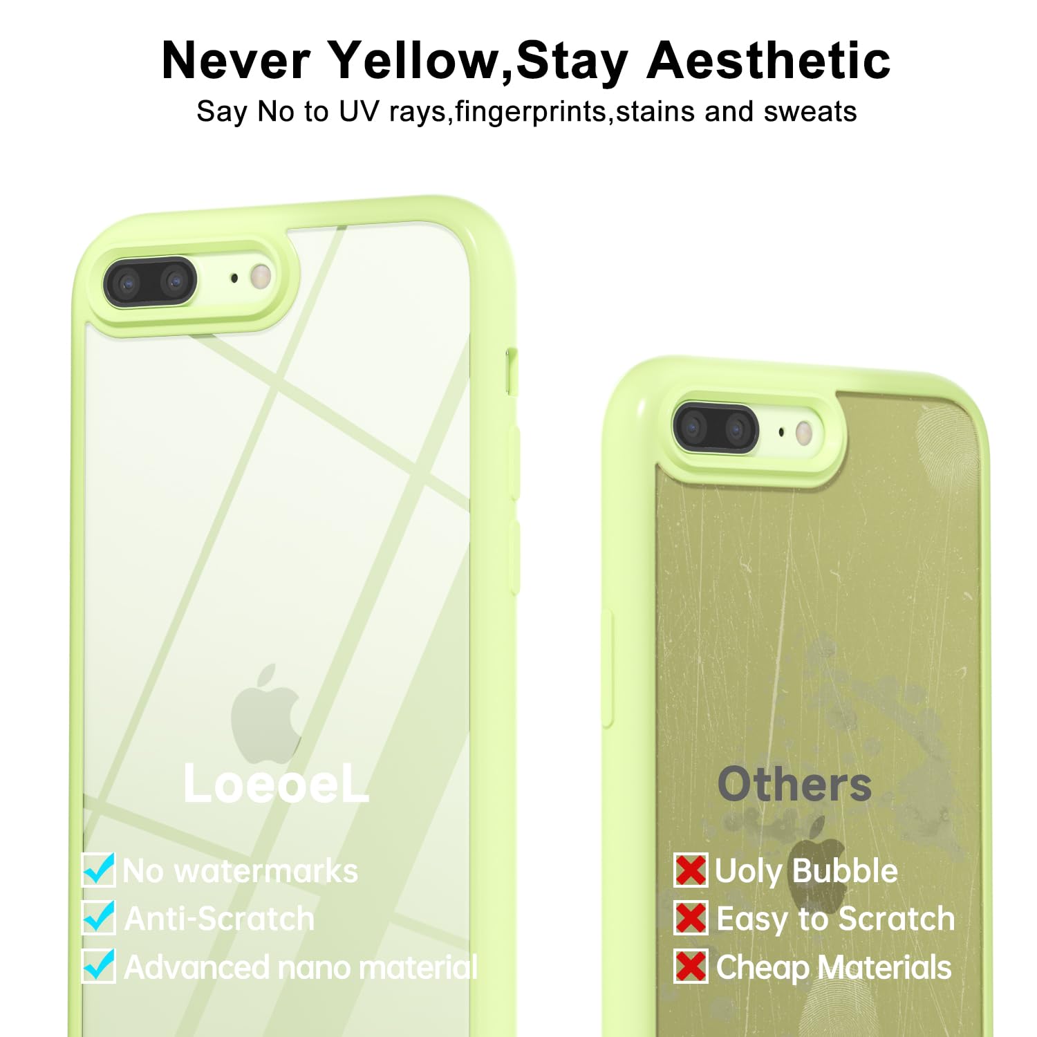 Loeoel For Iphone 7 Plus/ 8 Plus Case Clear, Transparent Hybrid 7/8 Plus Phone Case [Hard Plastic & Soft Silicone Bumper] Acryli