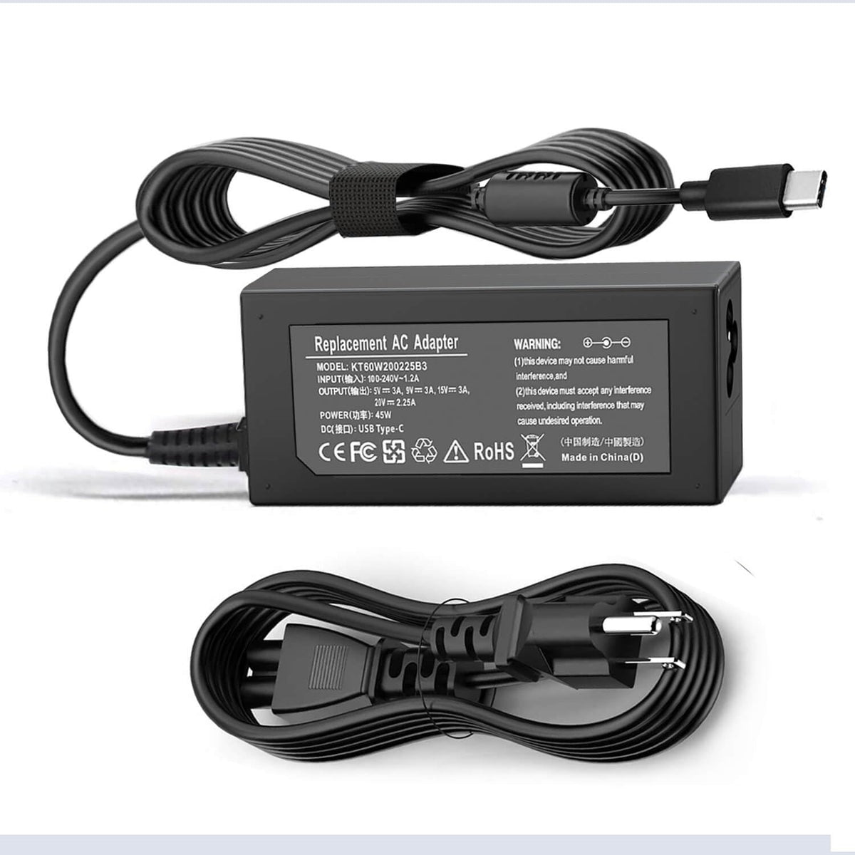 45W Usb C Laptop Charger For Acer Chromebook R13 11 13 15 311 315 Cp311 Cp713 C933 Cb5 312T R751T Sf713 Sp714 N17Q5 N17P6 N16Q10 N16Q14 N16Q12 N18Q1 N15Q13 Pa 1450 78 A16 045N1A Ac Adapter Power Cord