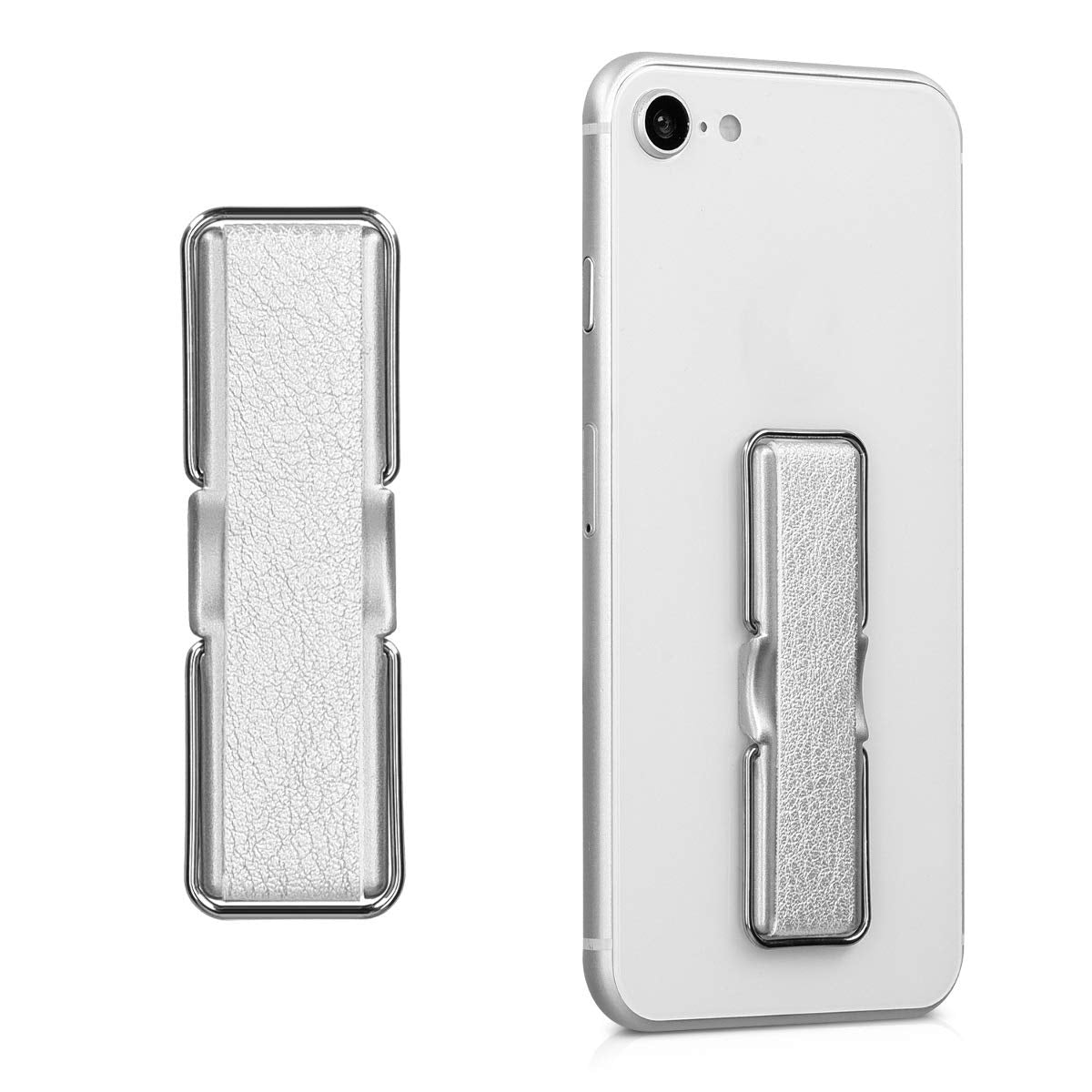 Kwmobile Universal Elastic Finger Holder For Smartphones   Pu Leather Stretch Grip Finger Strap With Stand Compatible With All S