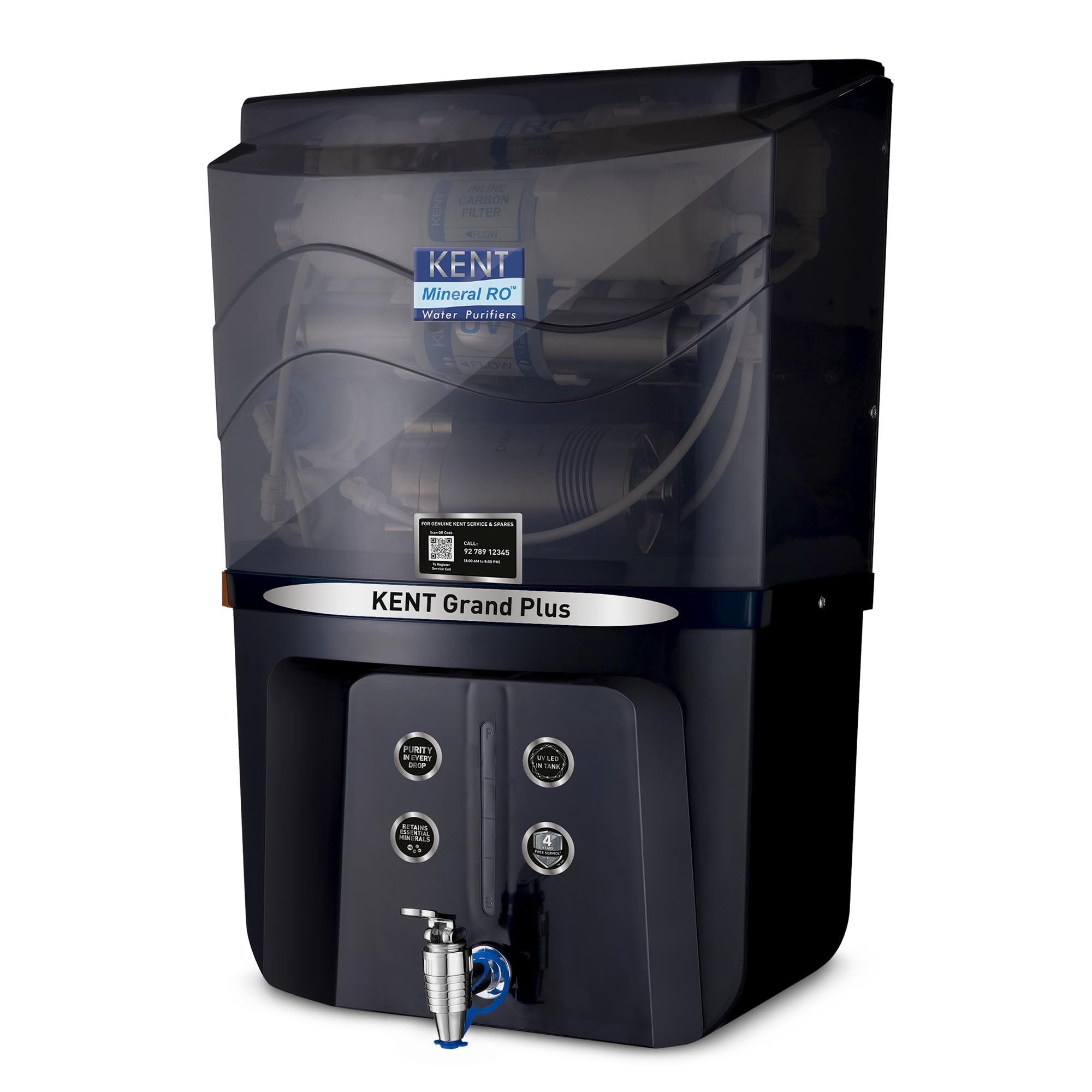 Kent Grand Plus Ro Water Purifier | Ro+Uv+Uf+Tds Control+Uv In Tank | .0001 Micron Ro Membrane | Isi Marked | Auto Flush Feature