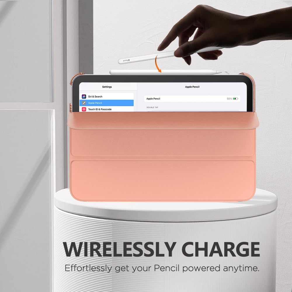 MoKo for iPad Mini 7 (A17 Pro) Case 2024,iPad Mini 6 Case 2021,8.3 inch iPad Mini 7th/6th Generation Case,Slim Lightweight Hard Back Shell Stand Cover for iPad Mini 2024 with Touch ID, Apricot Orange