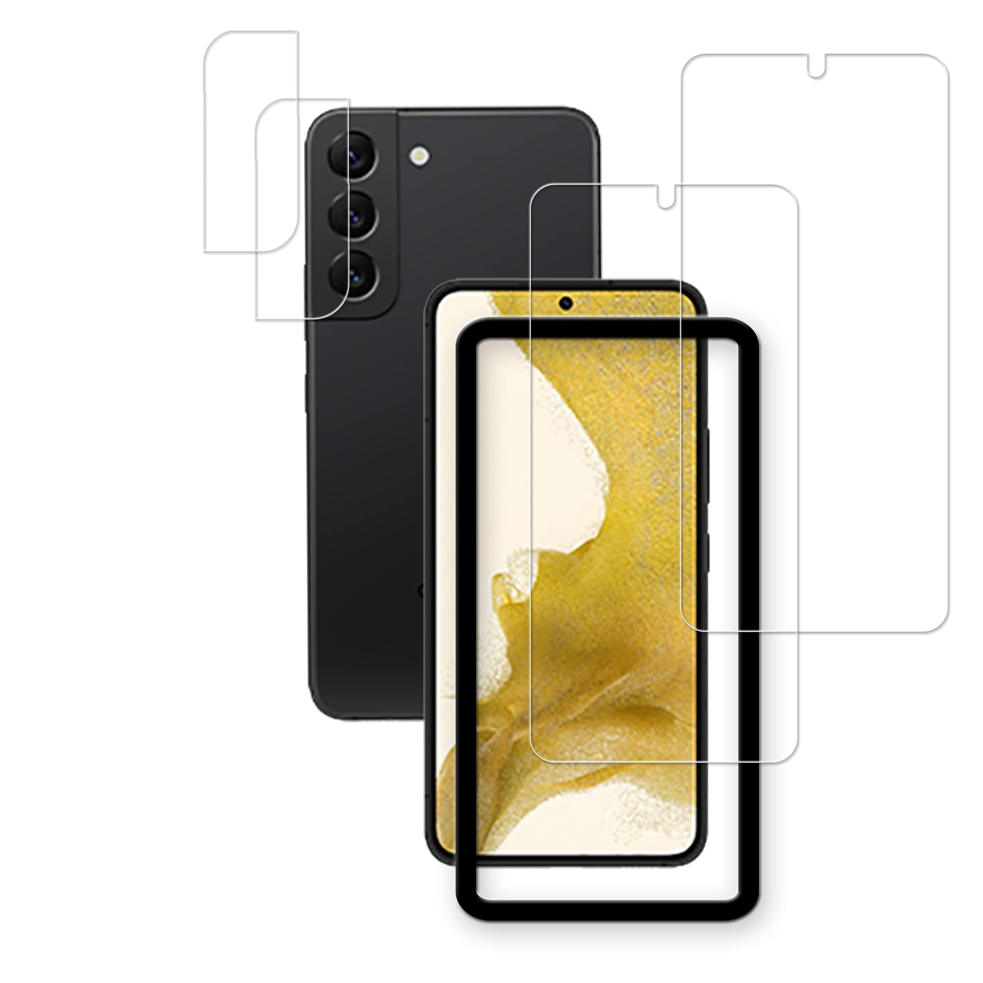 Hkkais Easy Alignment Frame Designed For Samsung Galaxy S22 5G Tempered Glass Screen Protector 2 Pack Camera Lens Protector Film